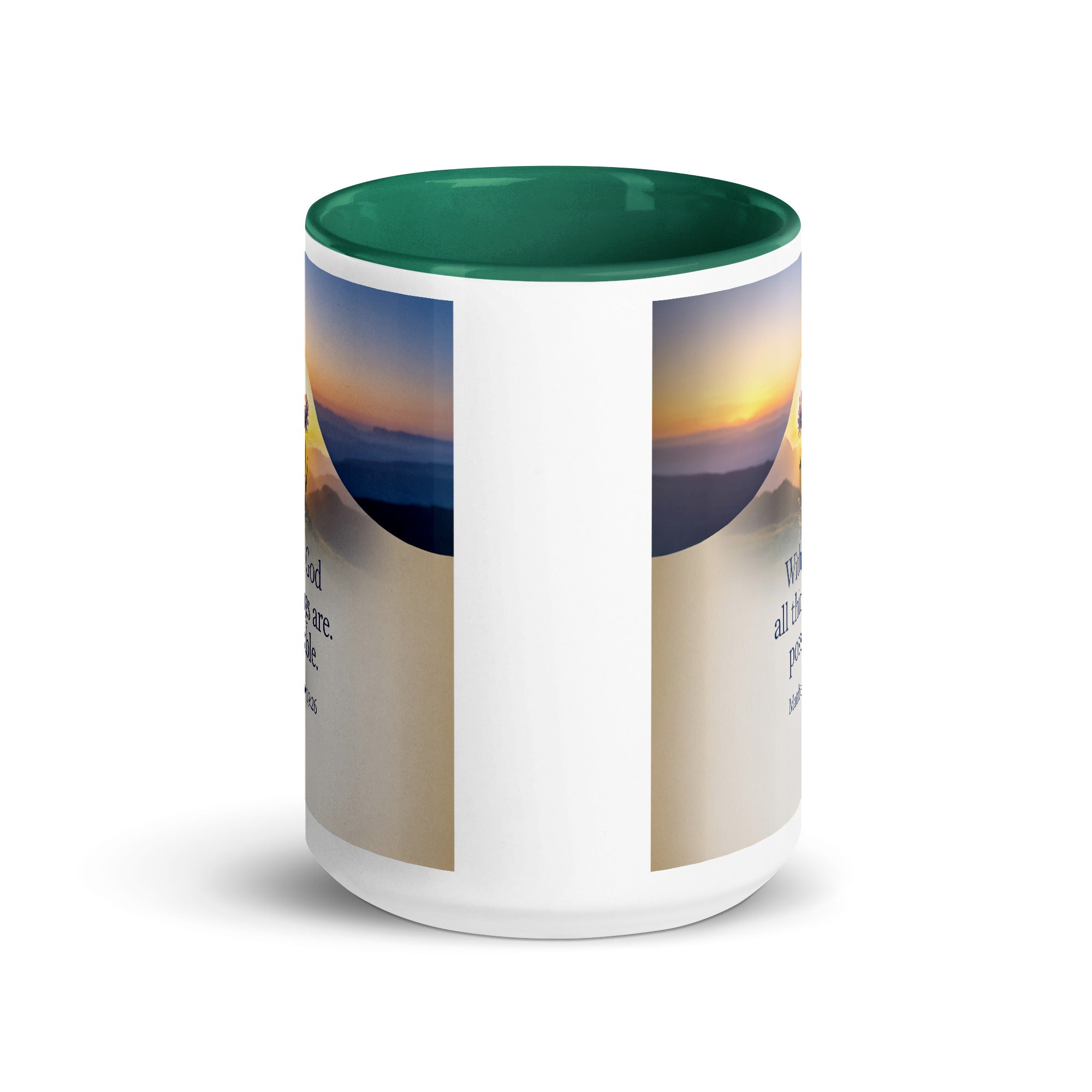 Matthew 19:26 Bible Verse at them White Ceramic Mug with Color Inside