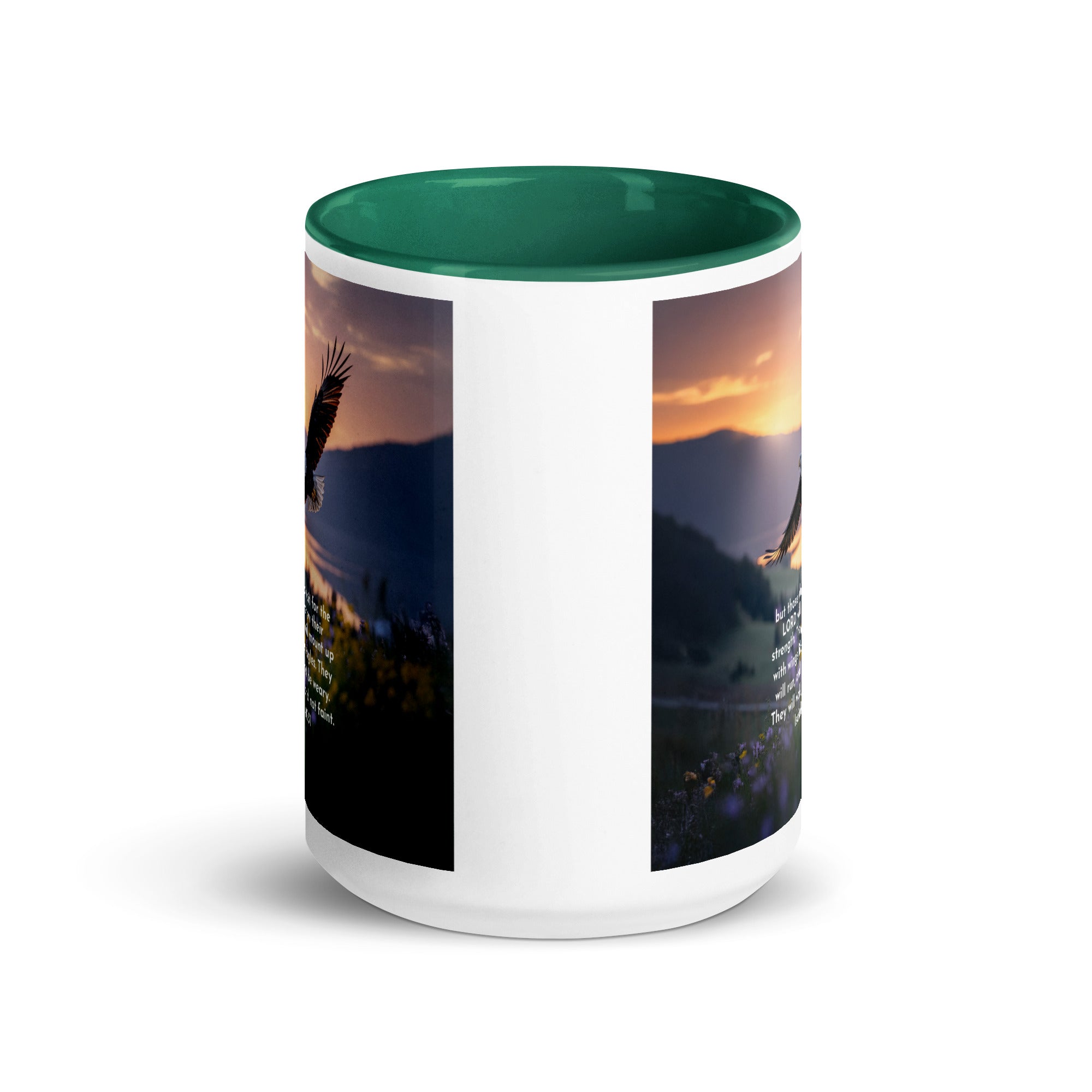 Isaiah 40:31 Bible Verse Renew Strength White Ceramic Mug with Color Inside