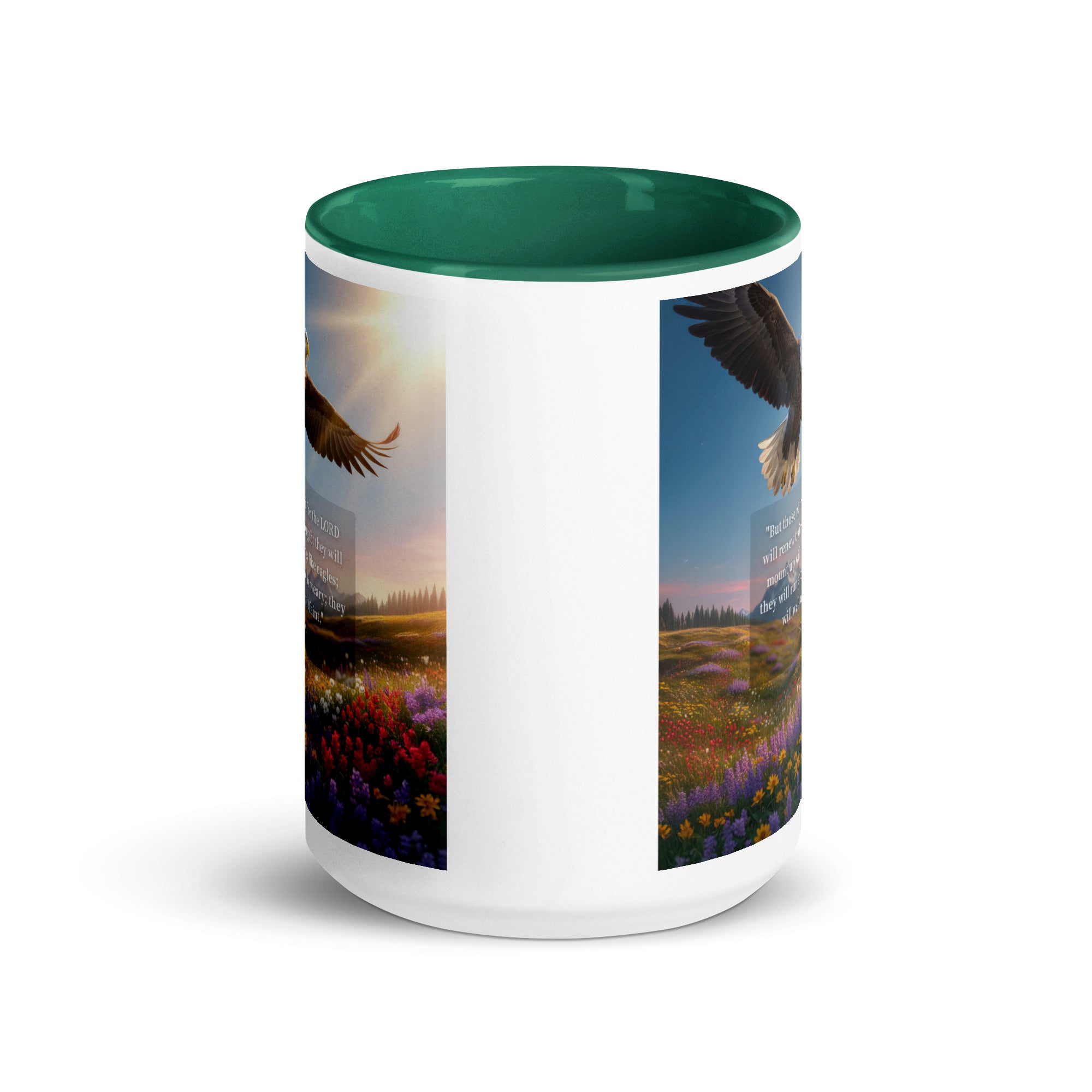 Isaiah 40:31 Bible Verse Who Wait White Ceramic Mug with Color Inside