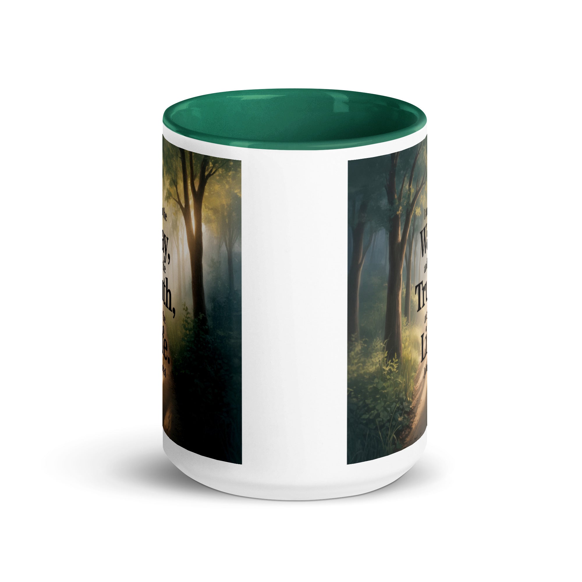 John 14:6 Bible Verse The Life White Ceramic Mug with Color Inside