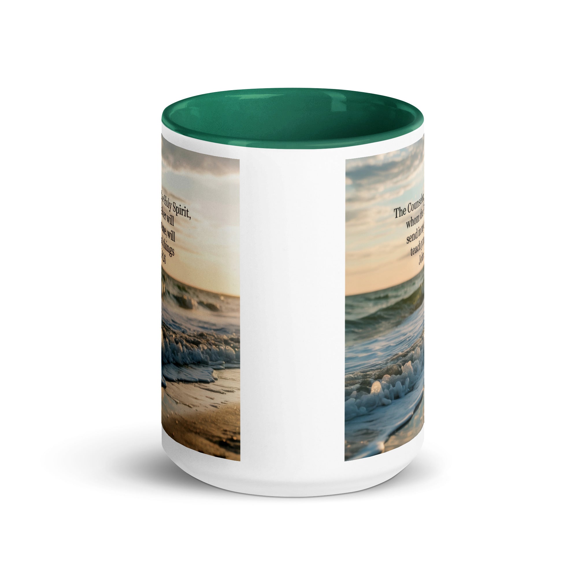 John 14:26 Bible Verse You All White Ceramic Mug with Color Inside