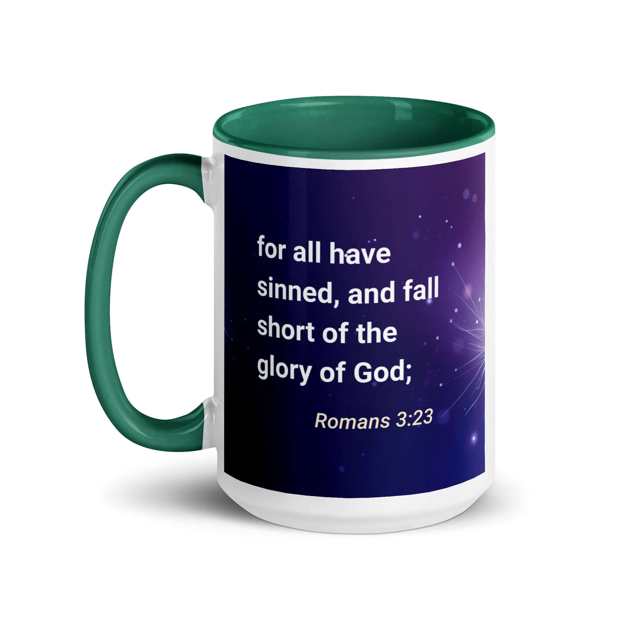 Romans 3:23 Bible Verse, all have sinned White Ceramic Mug with Color Inside