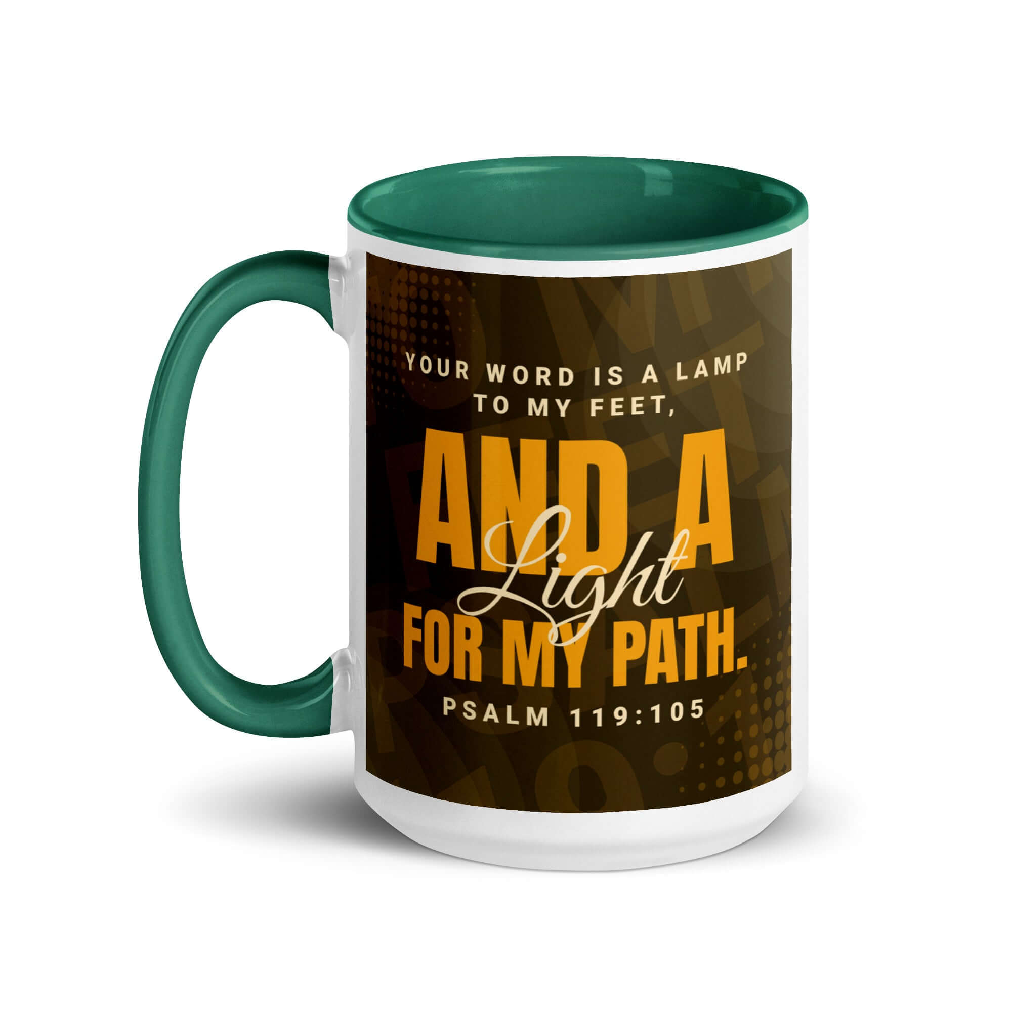 Psalm 119:105 Bible Verse, lamp to my feet White Ceramic Mug with Color Inside