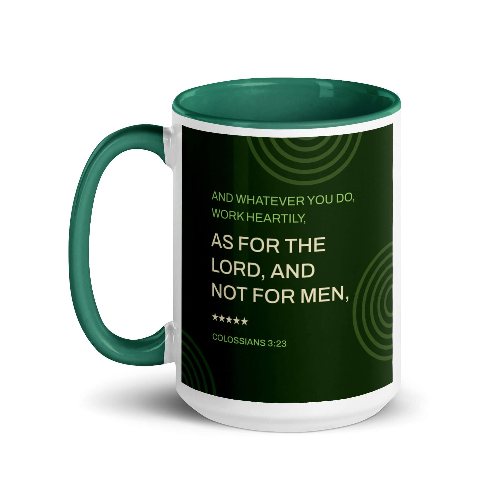 Colossians 3:23 Bible Verse, not for men White Ceramic Mug with Color Inside