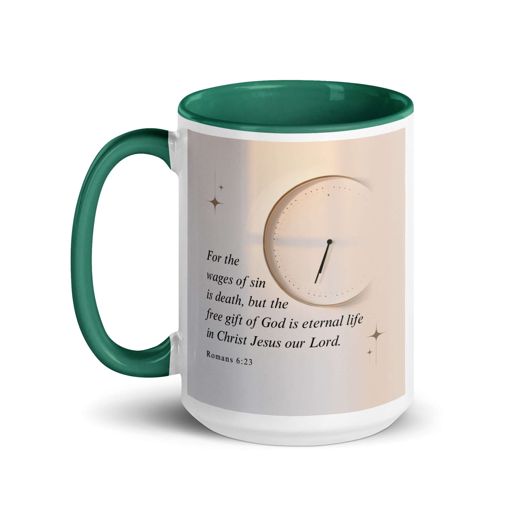 Romans 6:23 Bible Verse, our Lord White Ceramic Mug with Color Inside