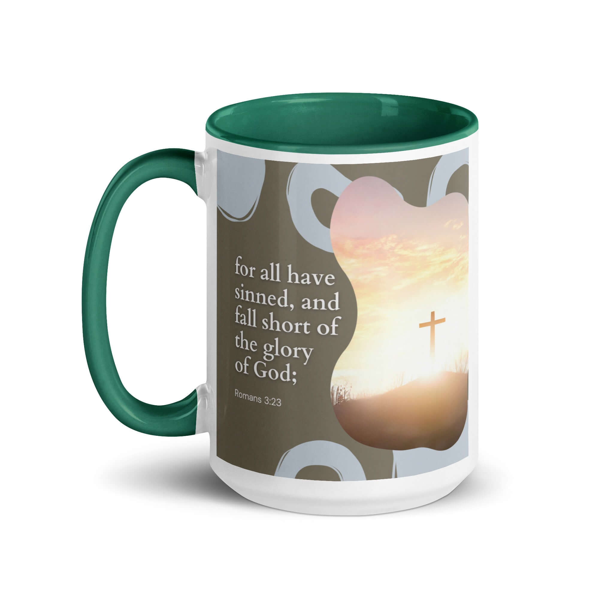 Romans 3:23 Bible Verse, the glory White Ceramic Mug with Color Inside
