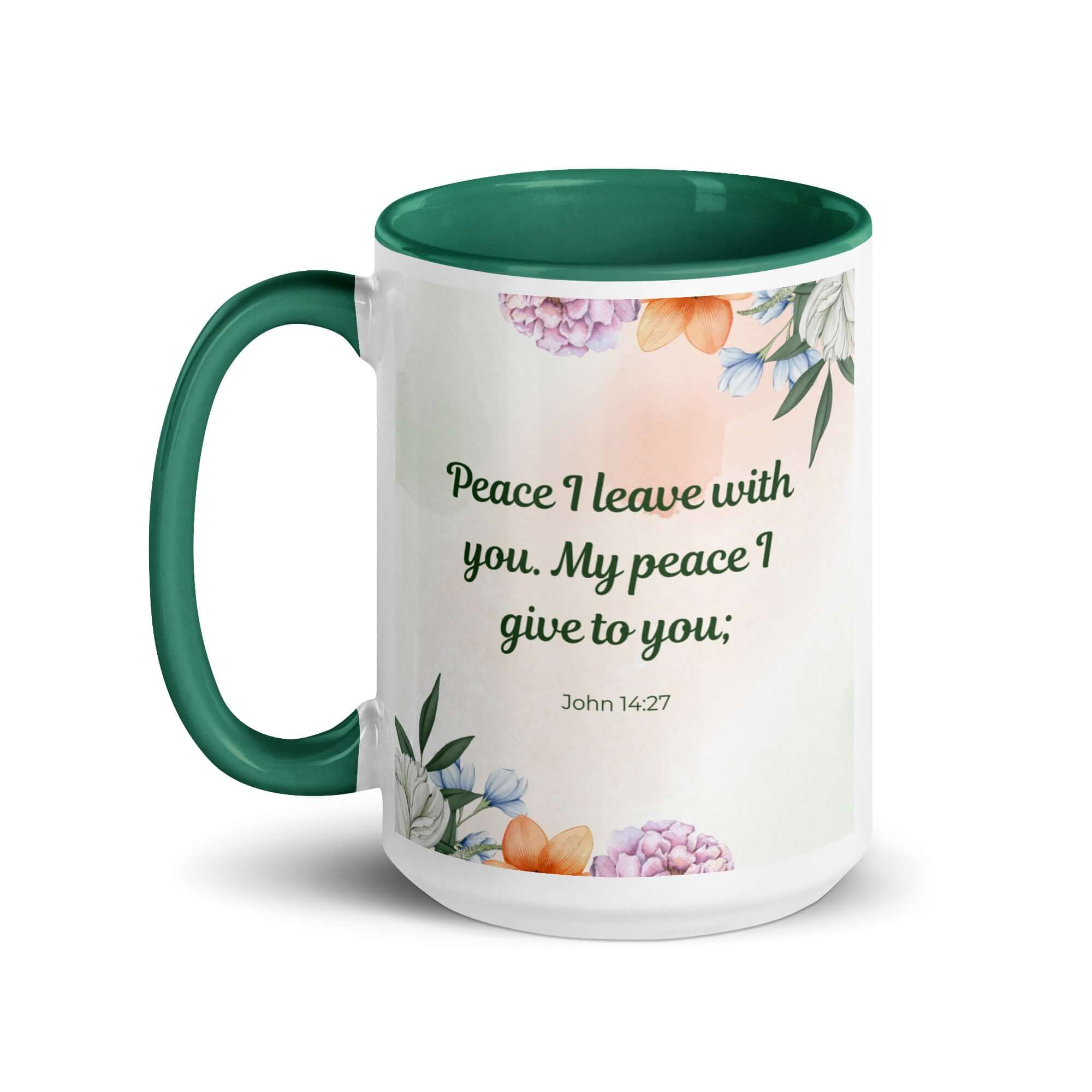 John 14:27 Bible Verse, with you White Ceramic Mug with Color Inside