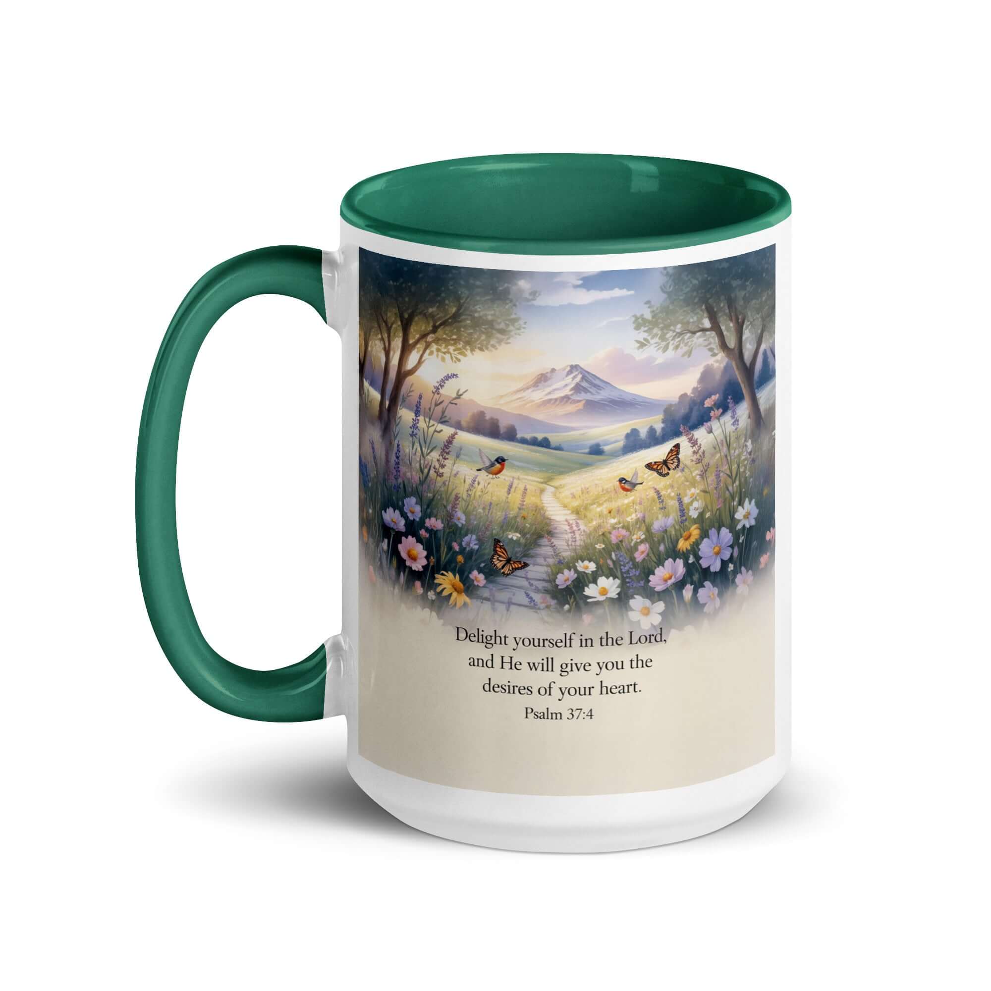 Psalm 37:4 Bible Verse, Delight White Ceramic Mug with Color Inside