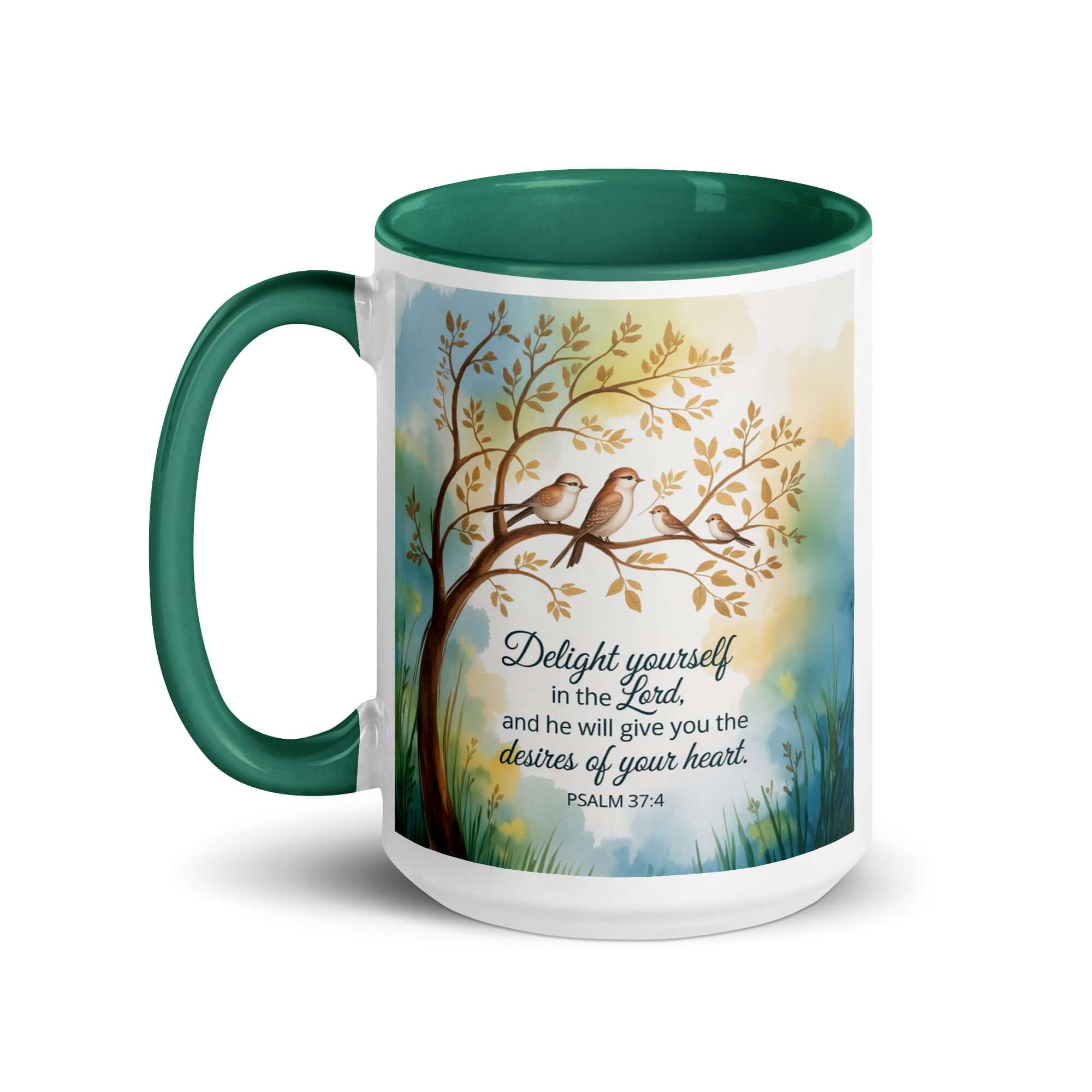 Psalm 37:4 Bible Verse, Yourself White Ceramic Mug with Color Inside