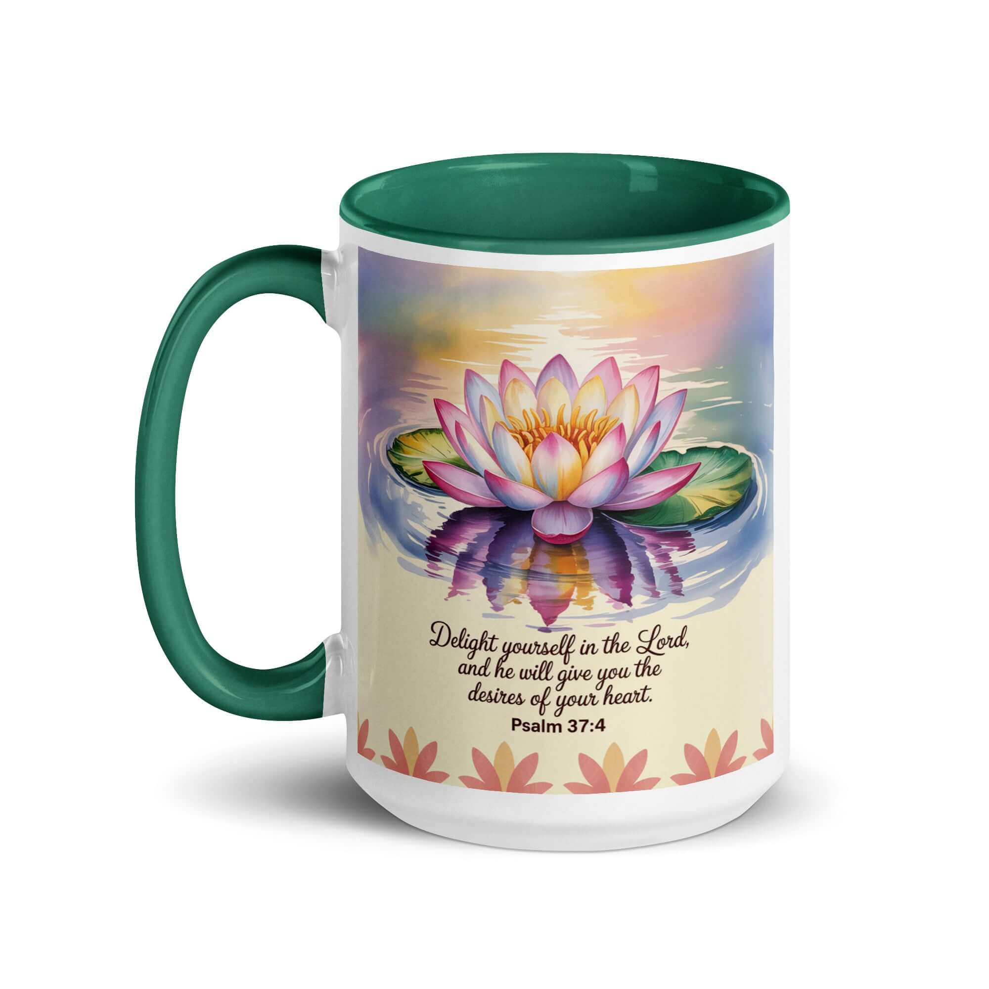 Psalm 37:4 Bible Verse, the Lord White Ceramic Mug with Color Inside