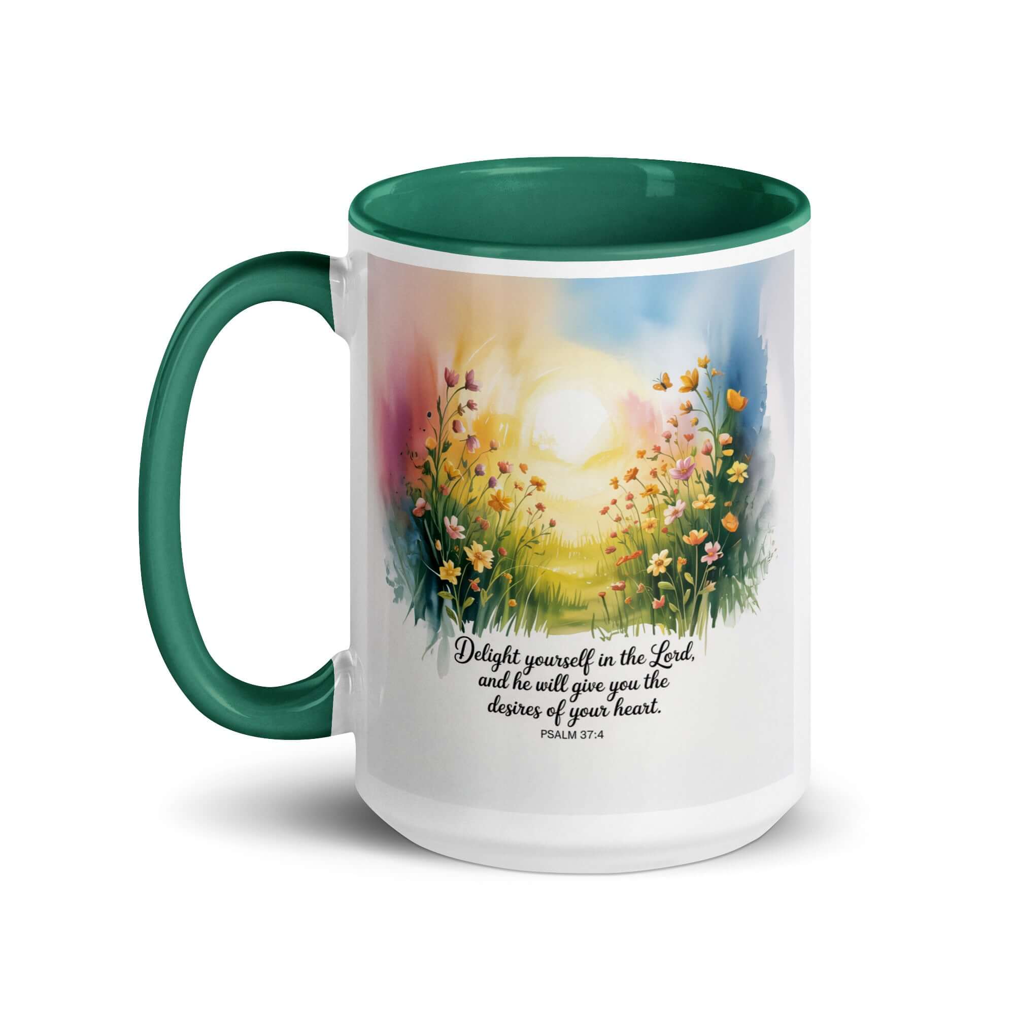 Psalm 37:4 Bible Verse, will give White Ceramic Mug with Color Inside