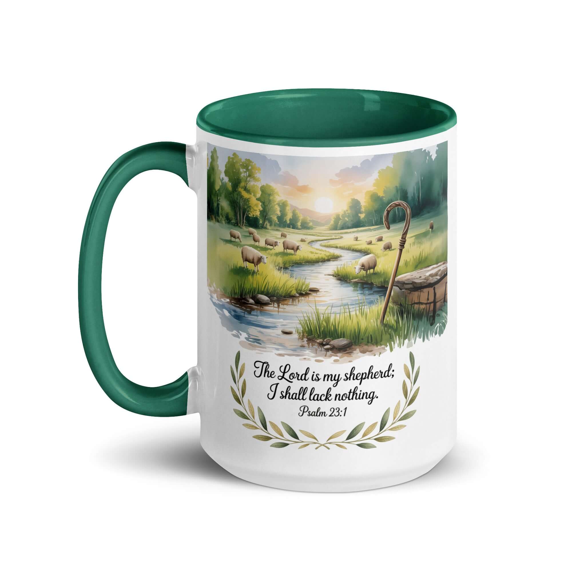 Psalm 23:1 Bible Verse, is my White Ceramic Mug with Color Inside