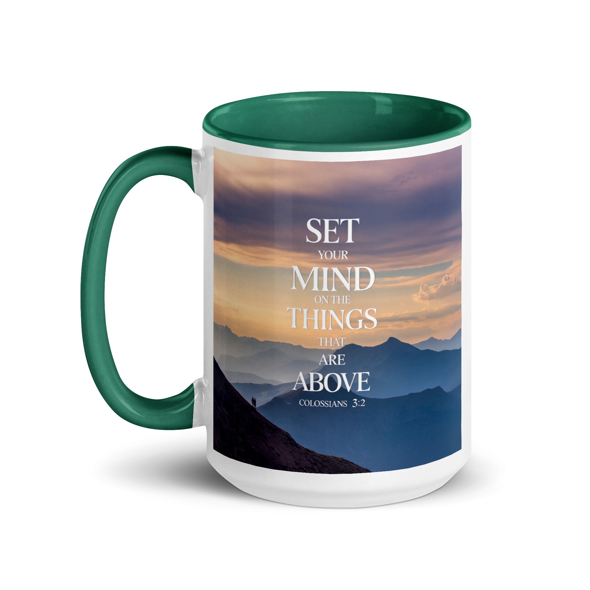 Colossians 3:2 Bible Verse things that White Ceramic Mug with Color Inside