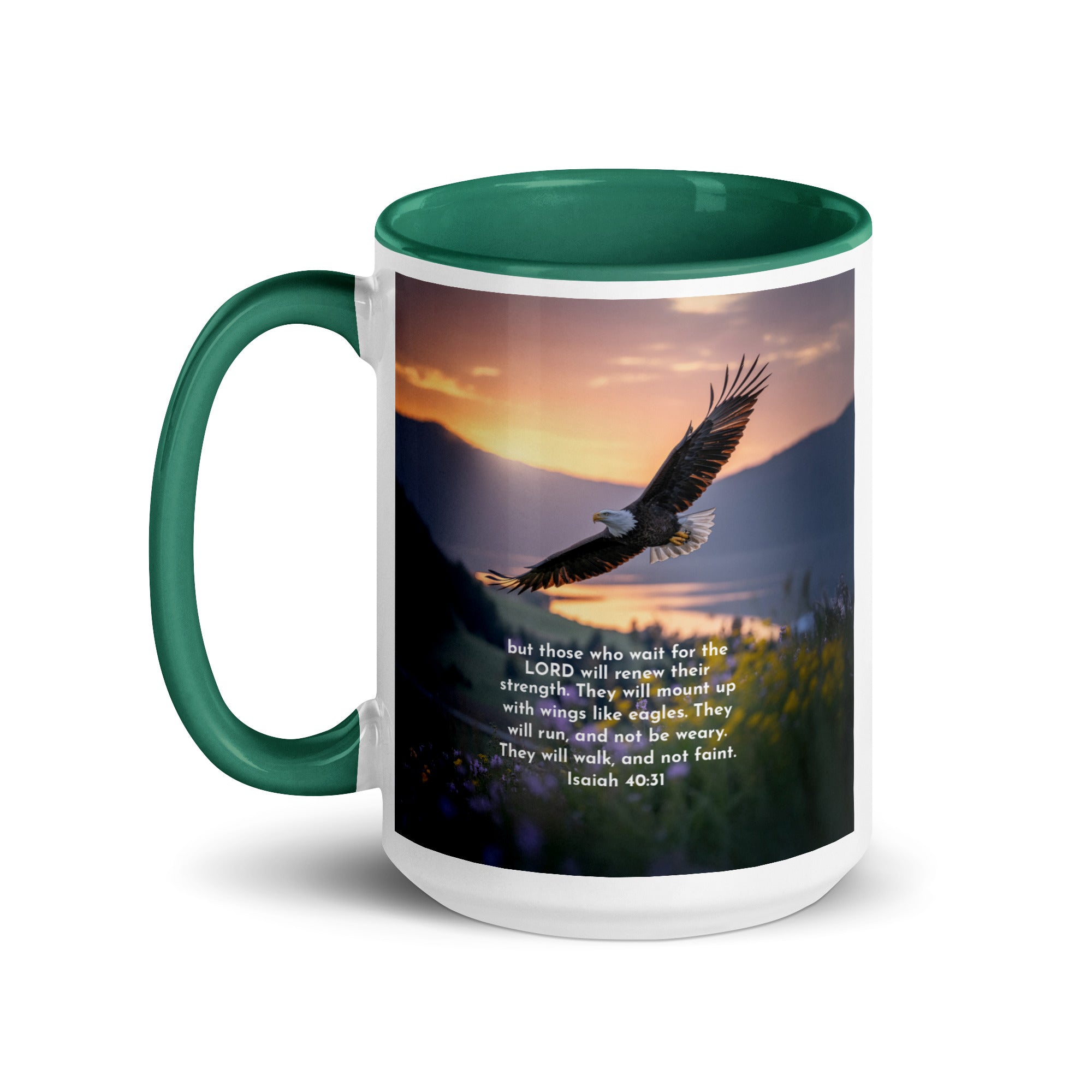 Isaiah 40:31 Bible Verse Renew Strength White Ceramic Mug with Color Inside