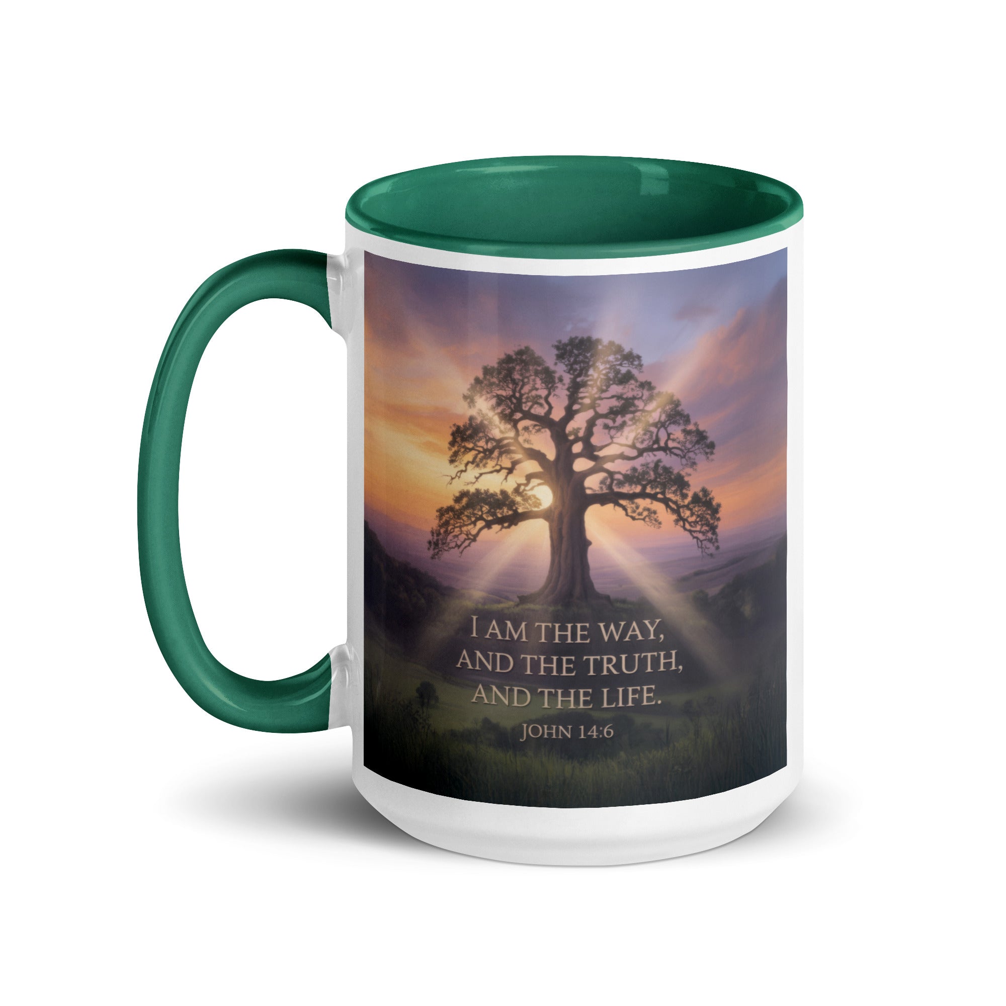 John 14:6 Bible Verse Jesus said White Ceramic Mug with Color Inside
