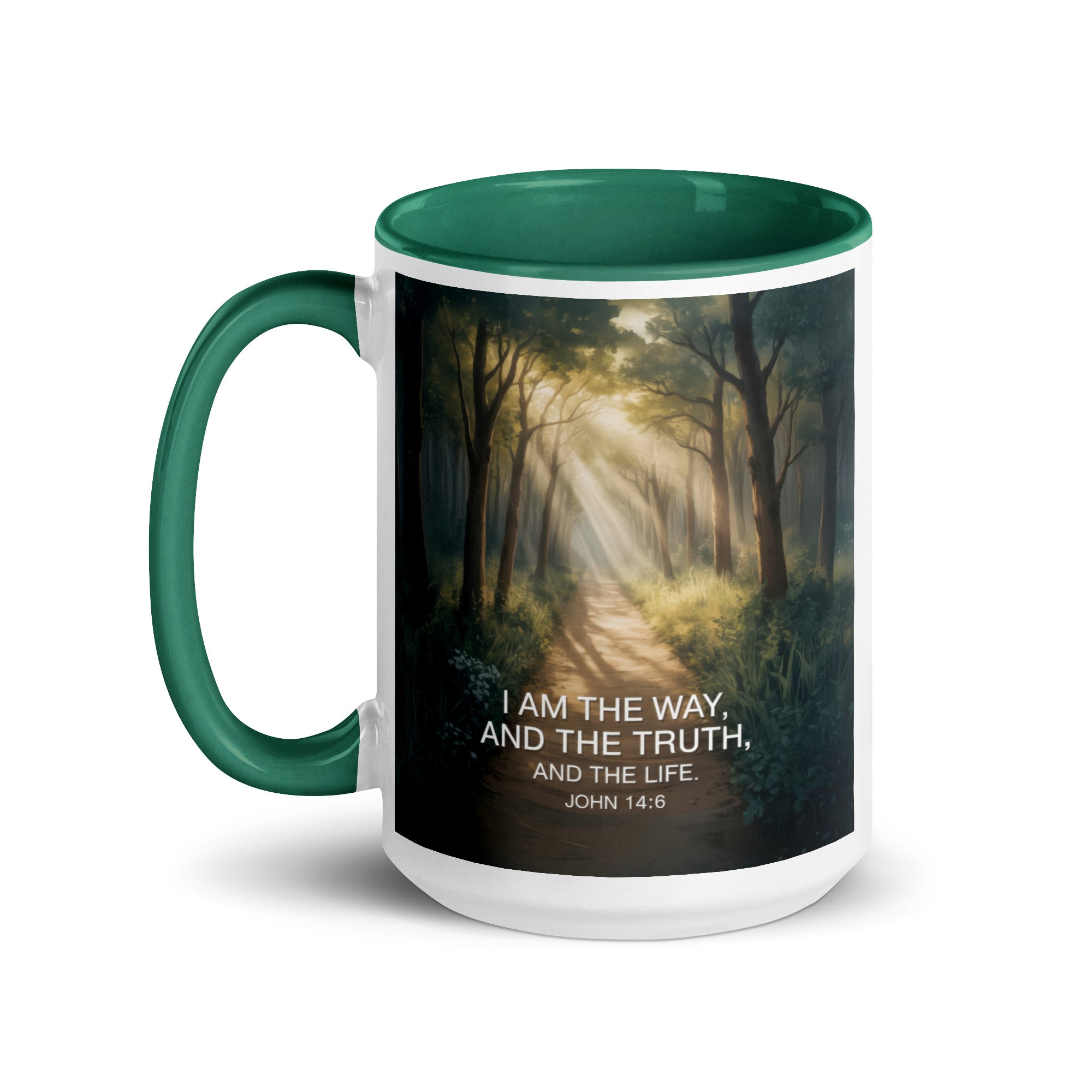 John 14:6 Bible Verse I Am White Ceramic Mug with Color Inside