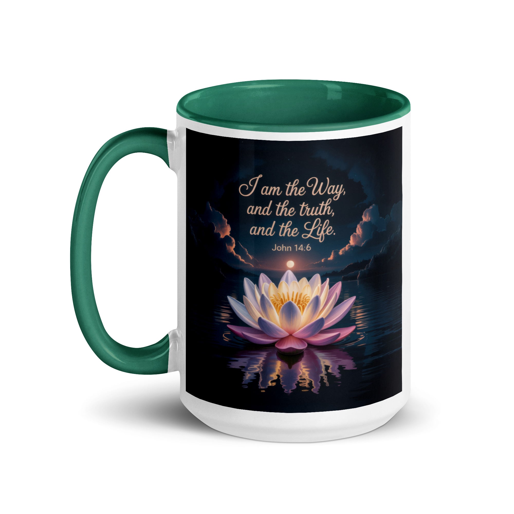 John 14:6 Bible Verse The Way White Ceramic Mug with Color Inside