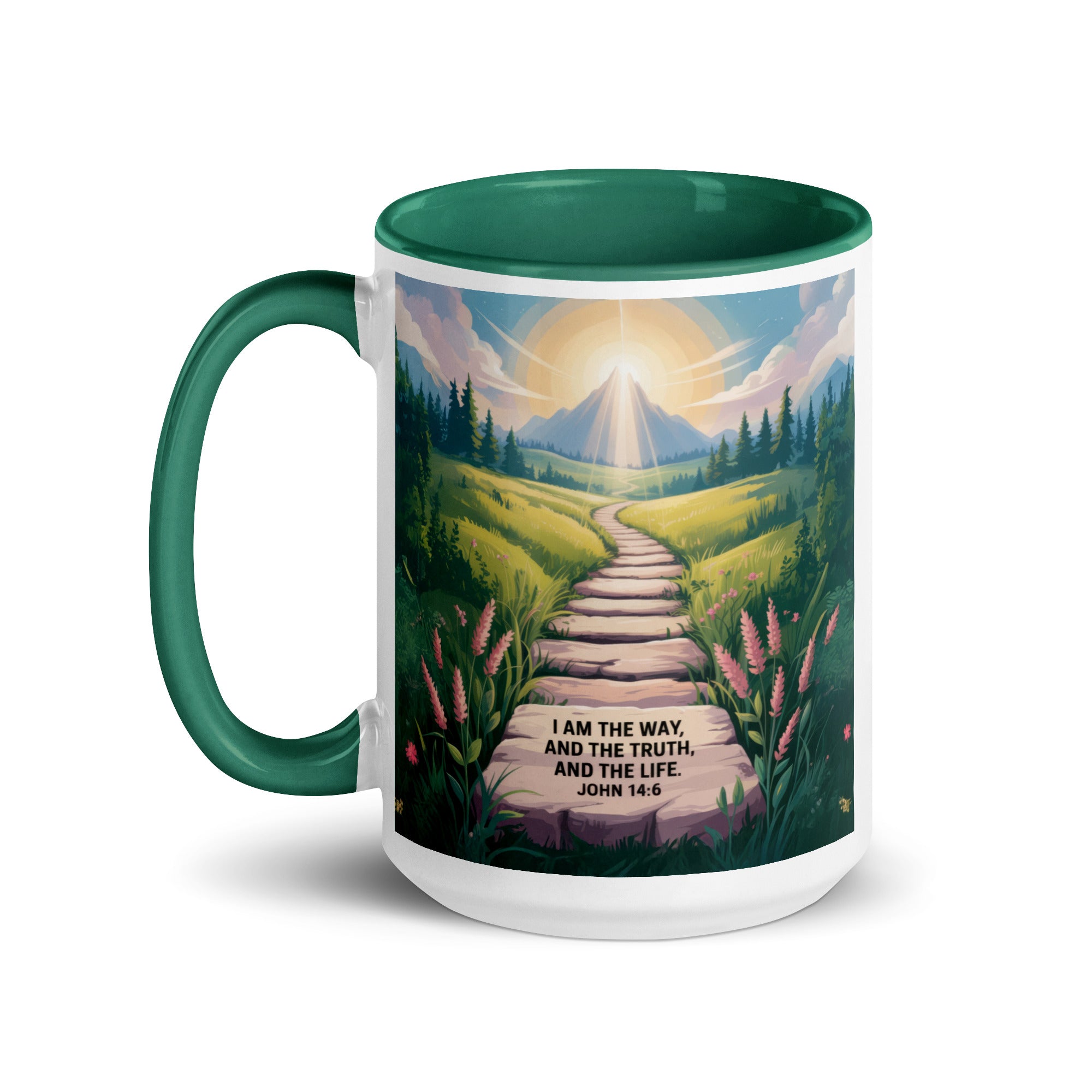 John 14:6 Bible Verse The Truth White Ceramic Mug with Color Inside