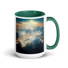 Ephesians 6:10 Bible Verse, be strong in the Lord White Ceramic Mug with Color Inside Dark green 15 oz