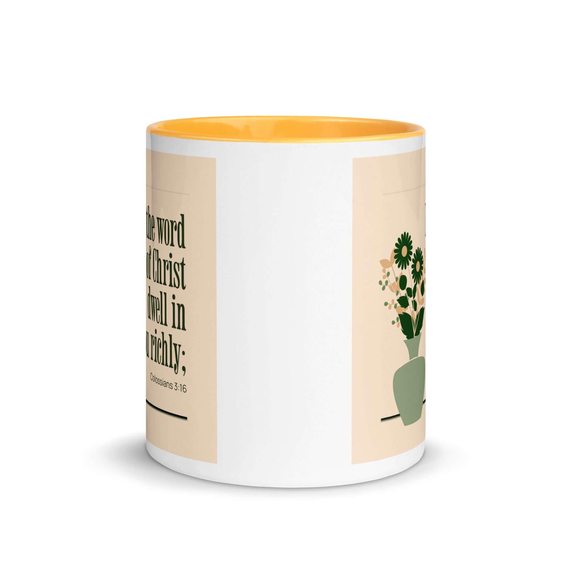 Colossians 3:16 Bible Verse, word of Christ White Ceramic Mug with Color Inside