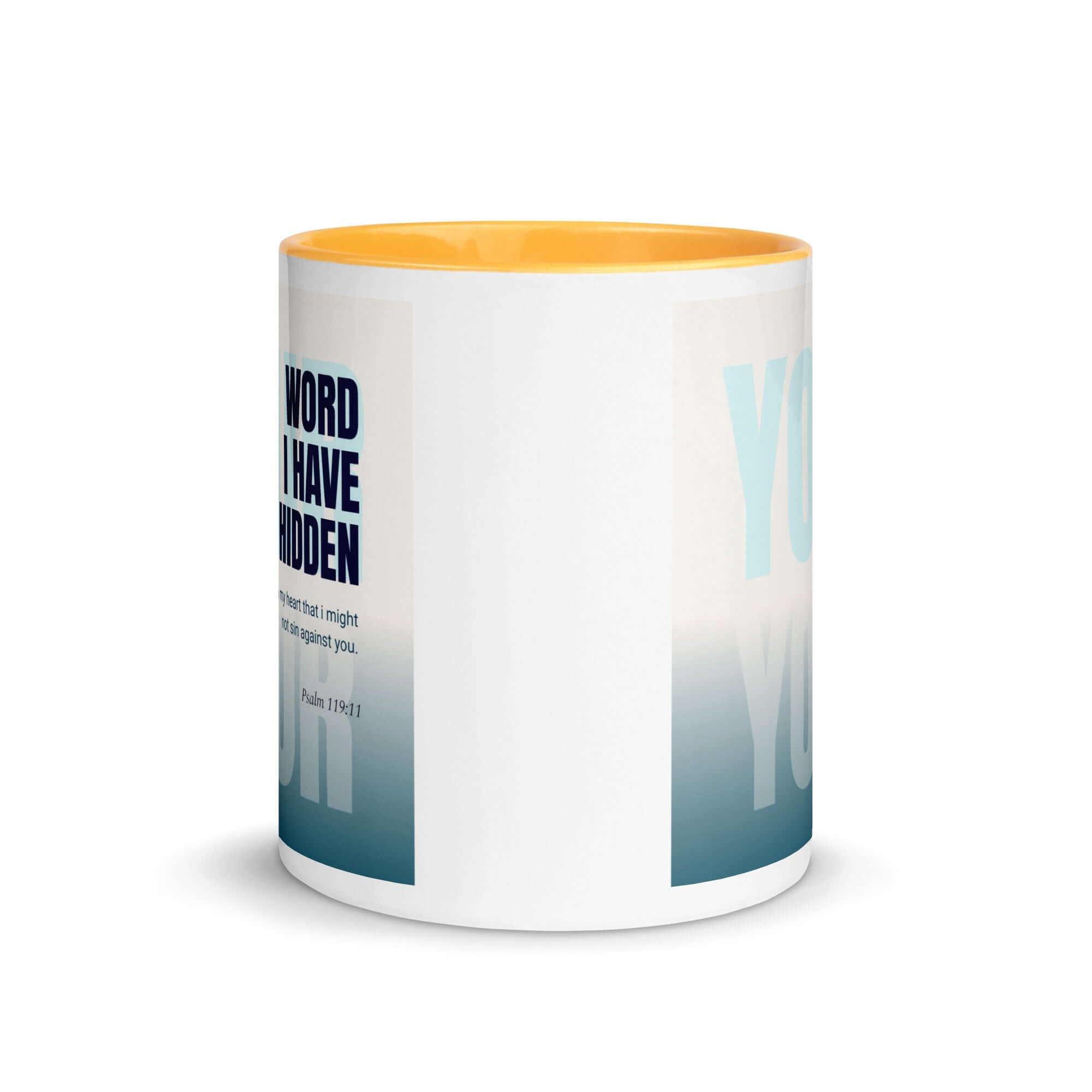 Psalm 119:11 Bible Verse, hidden your word White Ceramic Mug with Color Inside