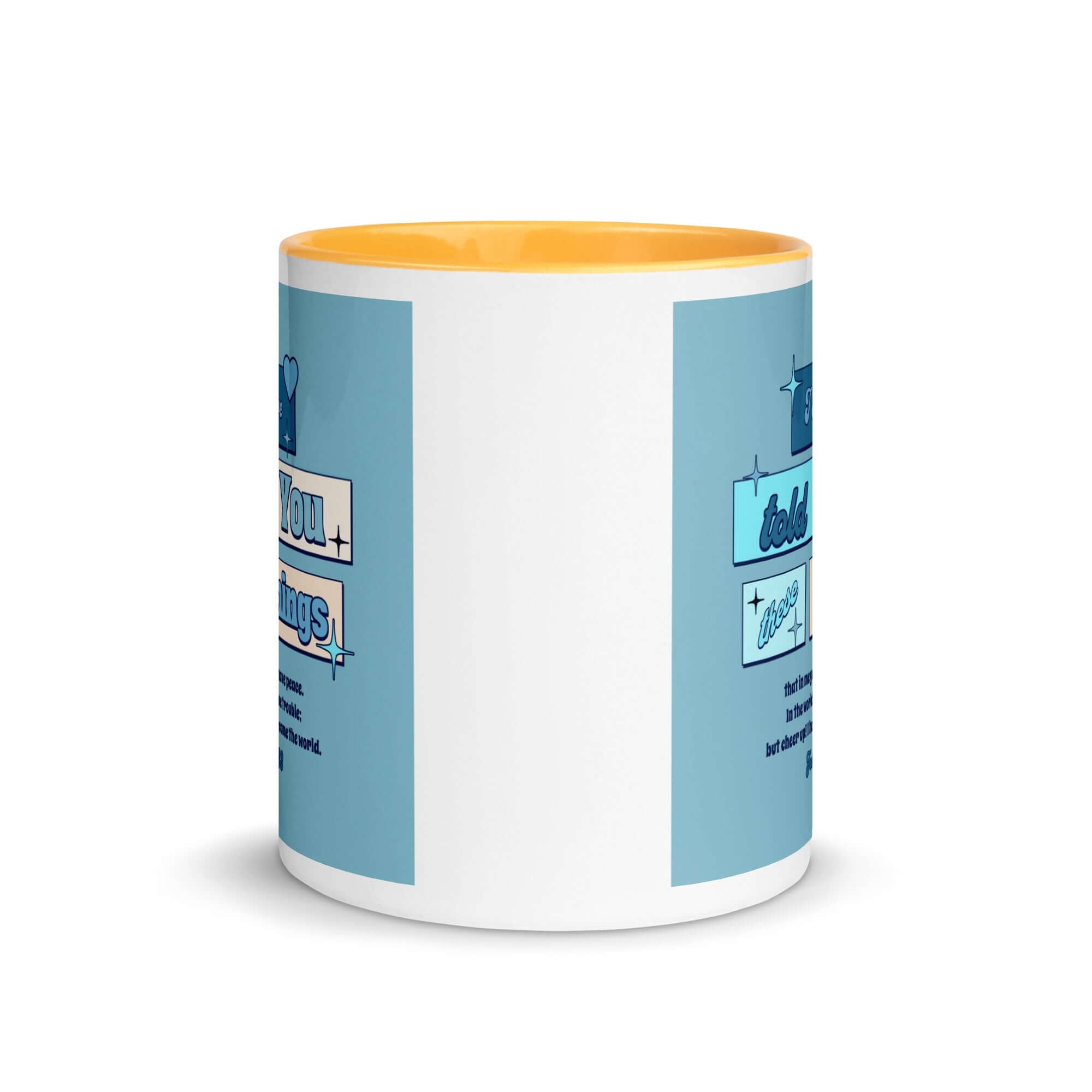 John 16:33 Bible Verse, in me you may have peace White Ceramic Mug with Color Inside