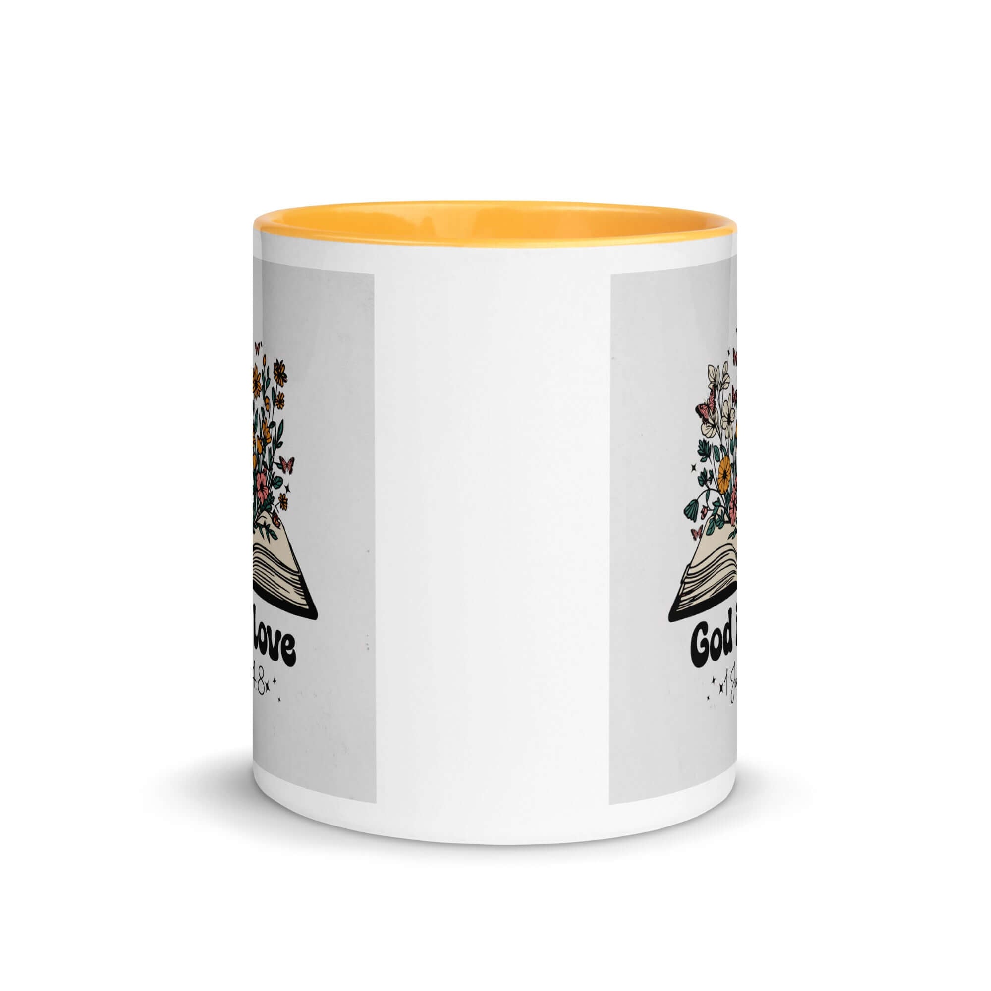 1 John 4:8 Bible Verse, God is Love White Ceramic Mug with Color Inside
