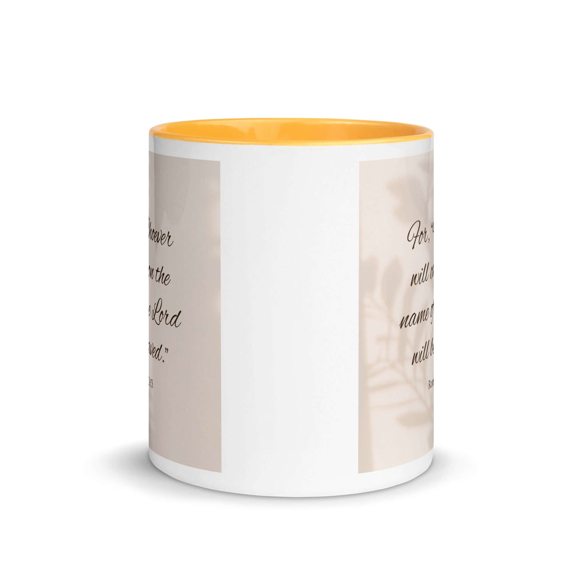 Romans 10:13 Bible Verse, Whoever White Ceramic Mug with Color Inside