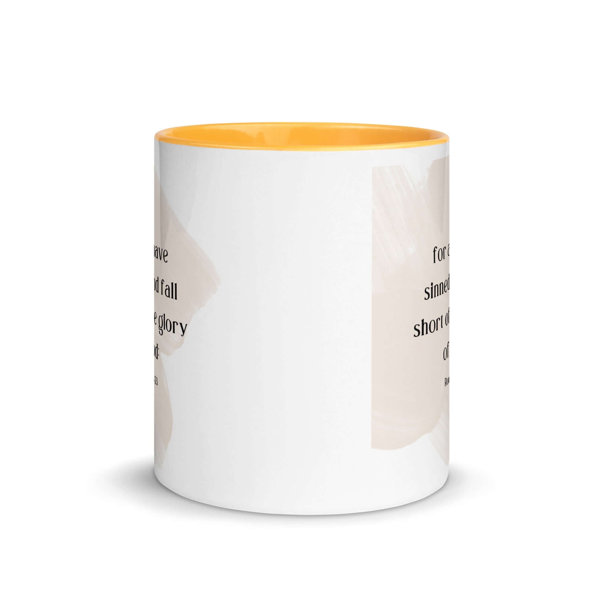 Romans 3:23 Bible Verse, fall short White Ceramic Mug with Color Inside