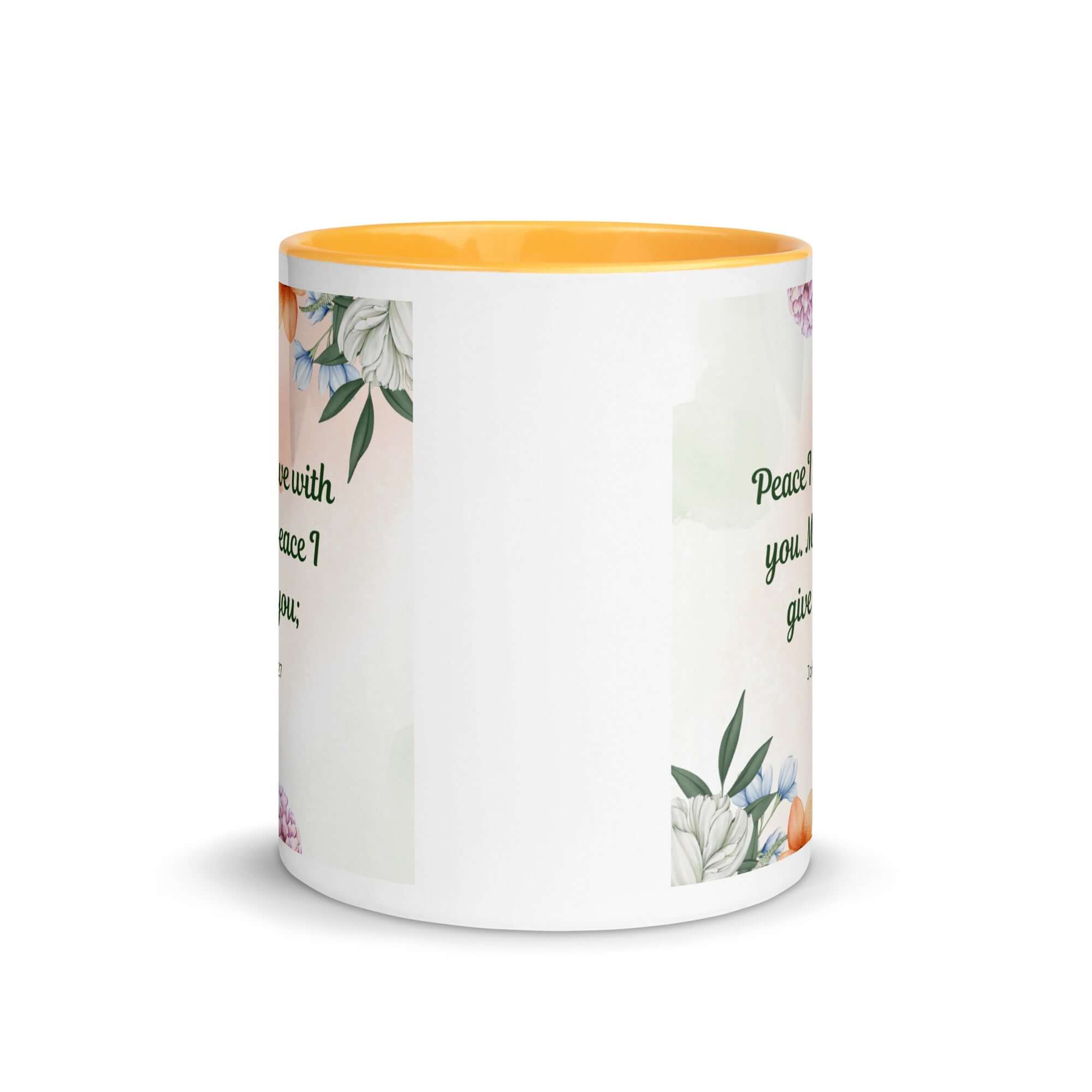 John 14:27 Bible Verse, with you White Ceramic Mug with Color Inside