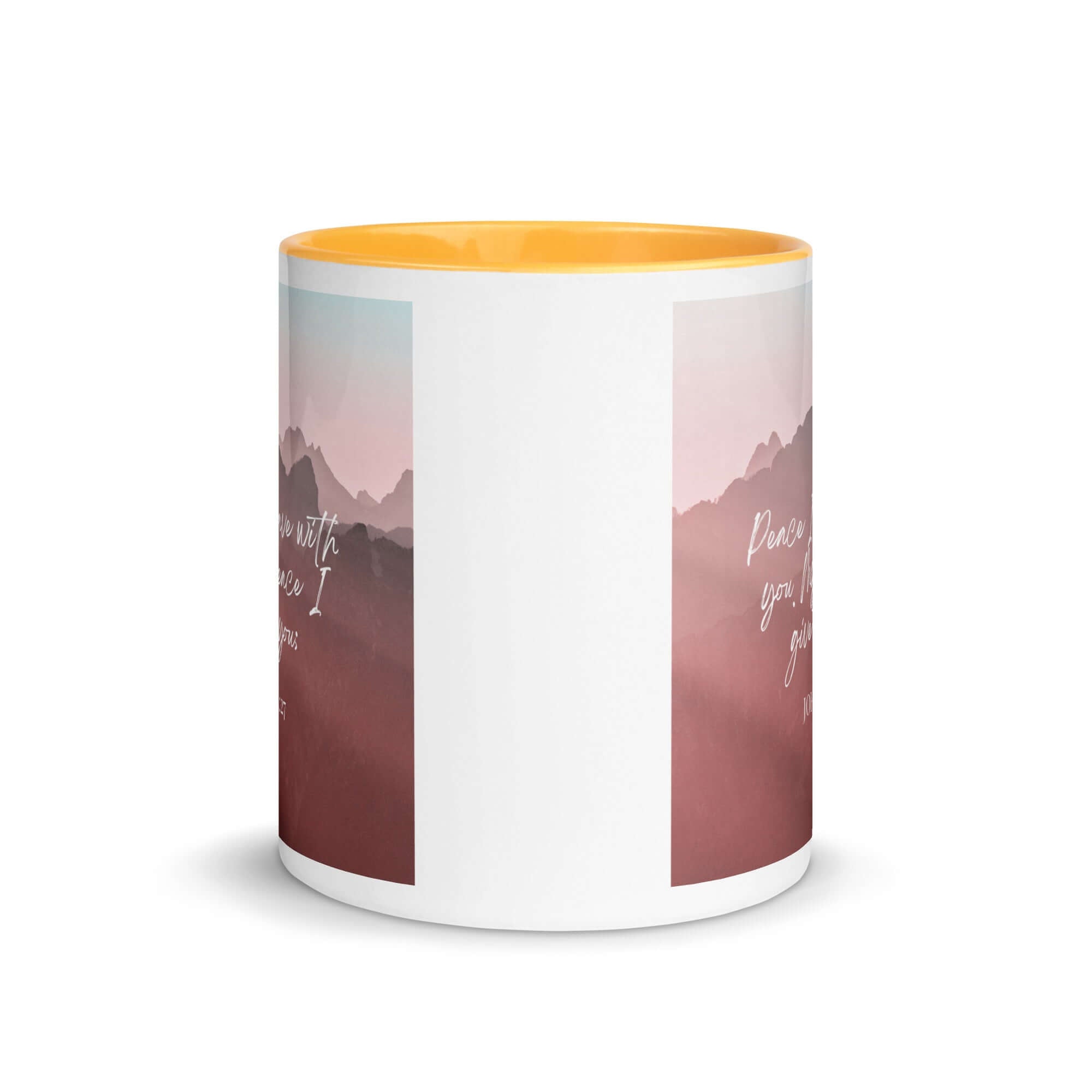 John 14:27 Bible Verse, I give you White Ceramic Mug with Color Inside