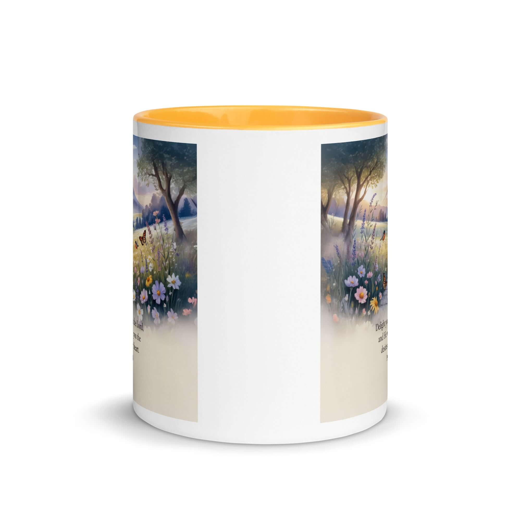 Psalm 37:4 Bible Verse, Delight White Ceramic Mug with Color Inside