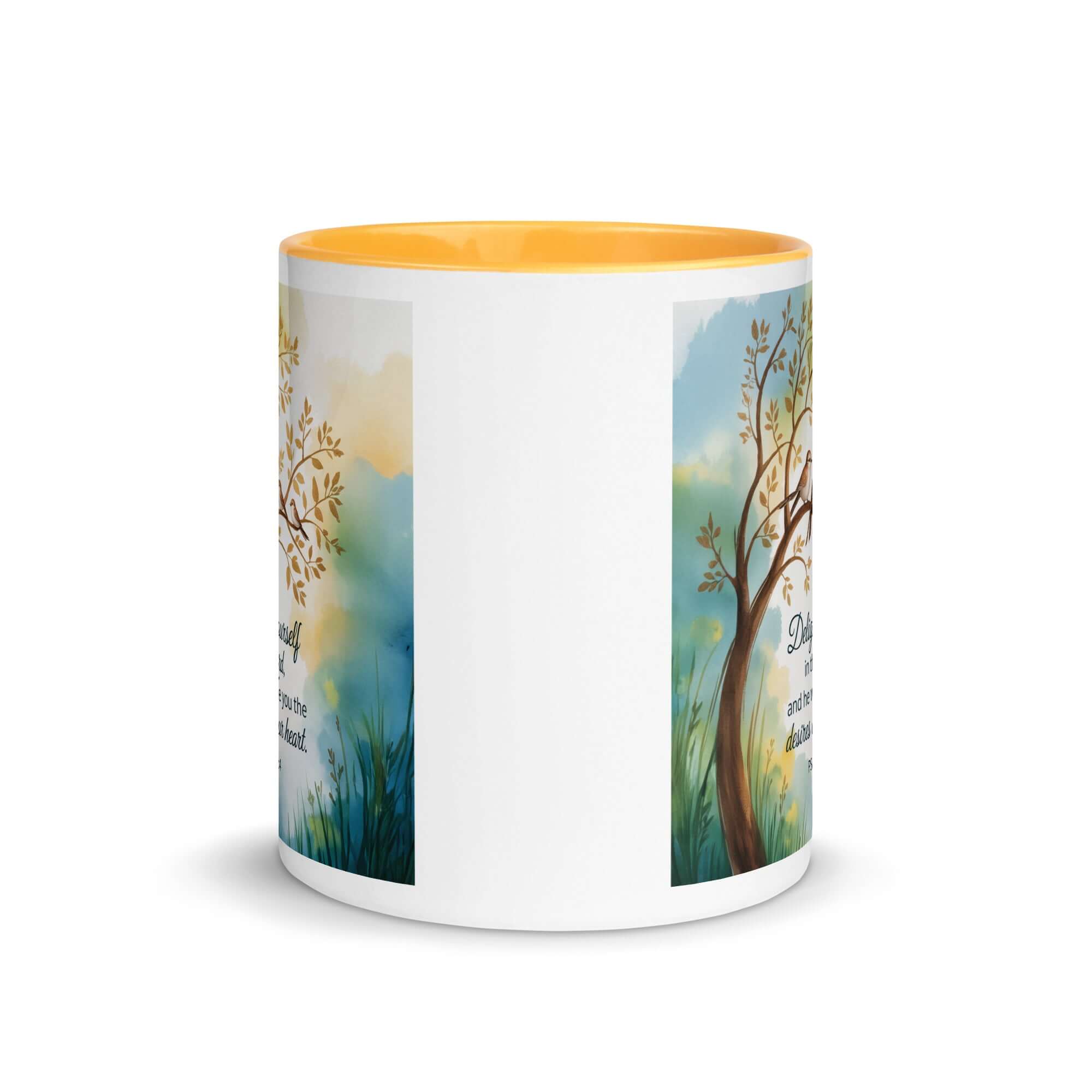 Psalm 37:4 Bible Verse, Yourself White Ceramic Mug with Color Inside