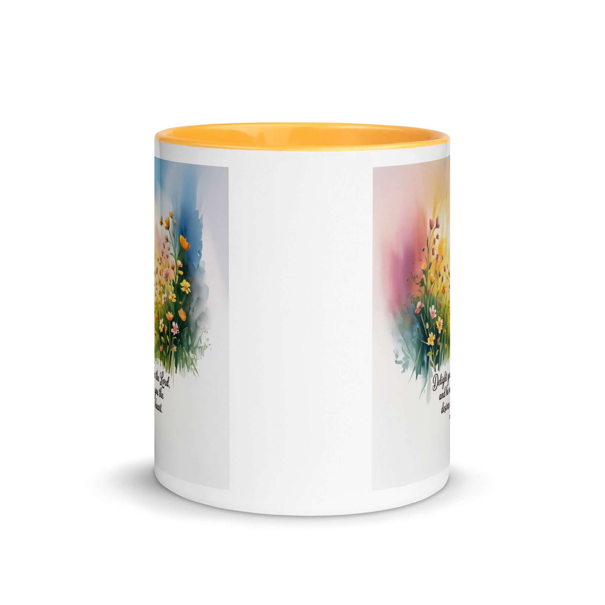 Psalm 37:4 Bible Verse, will give White Ceramic Mug with Color Inside