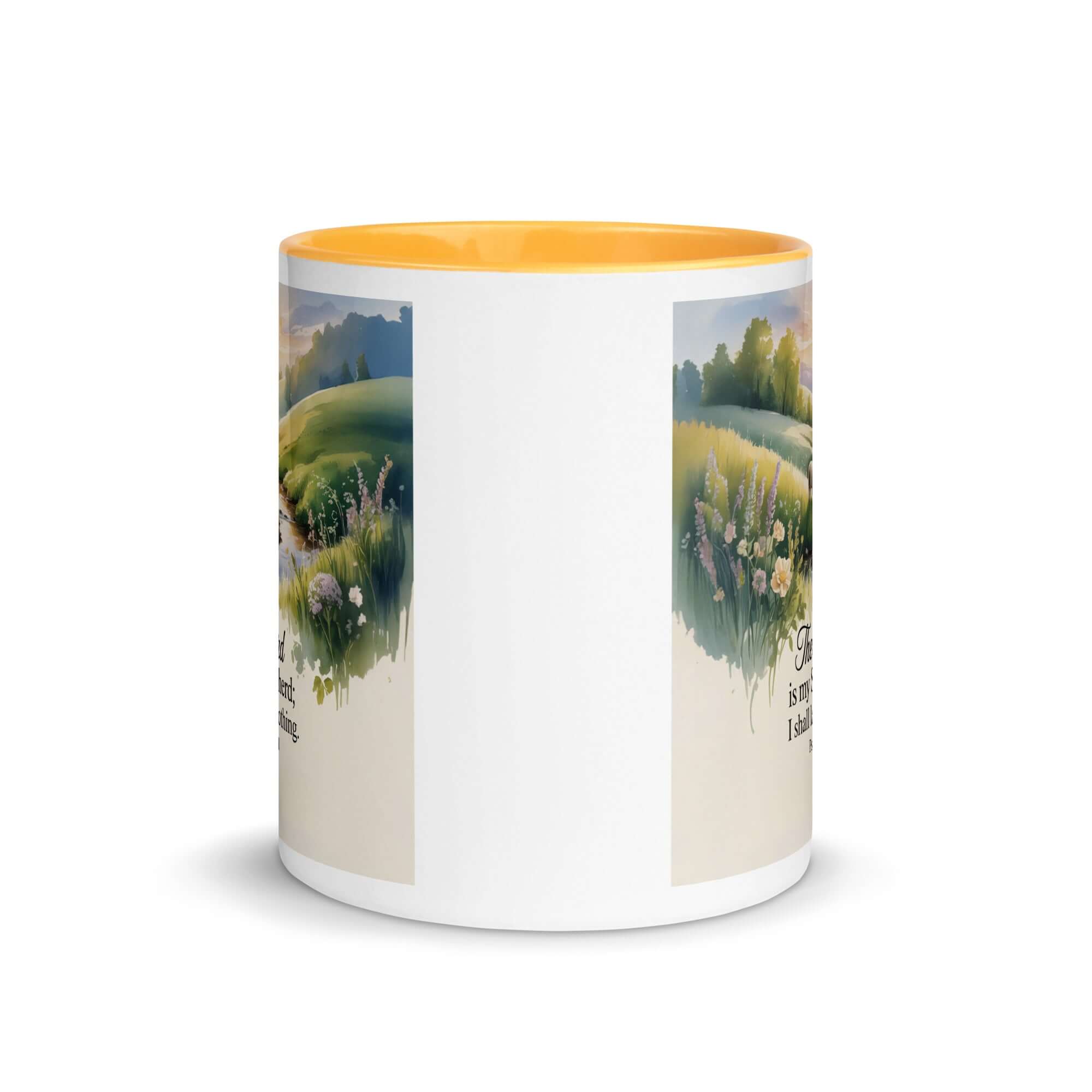 Psalm 23:1 Bible Verse, Lord White Ceramic Mug with Color Inside