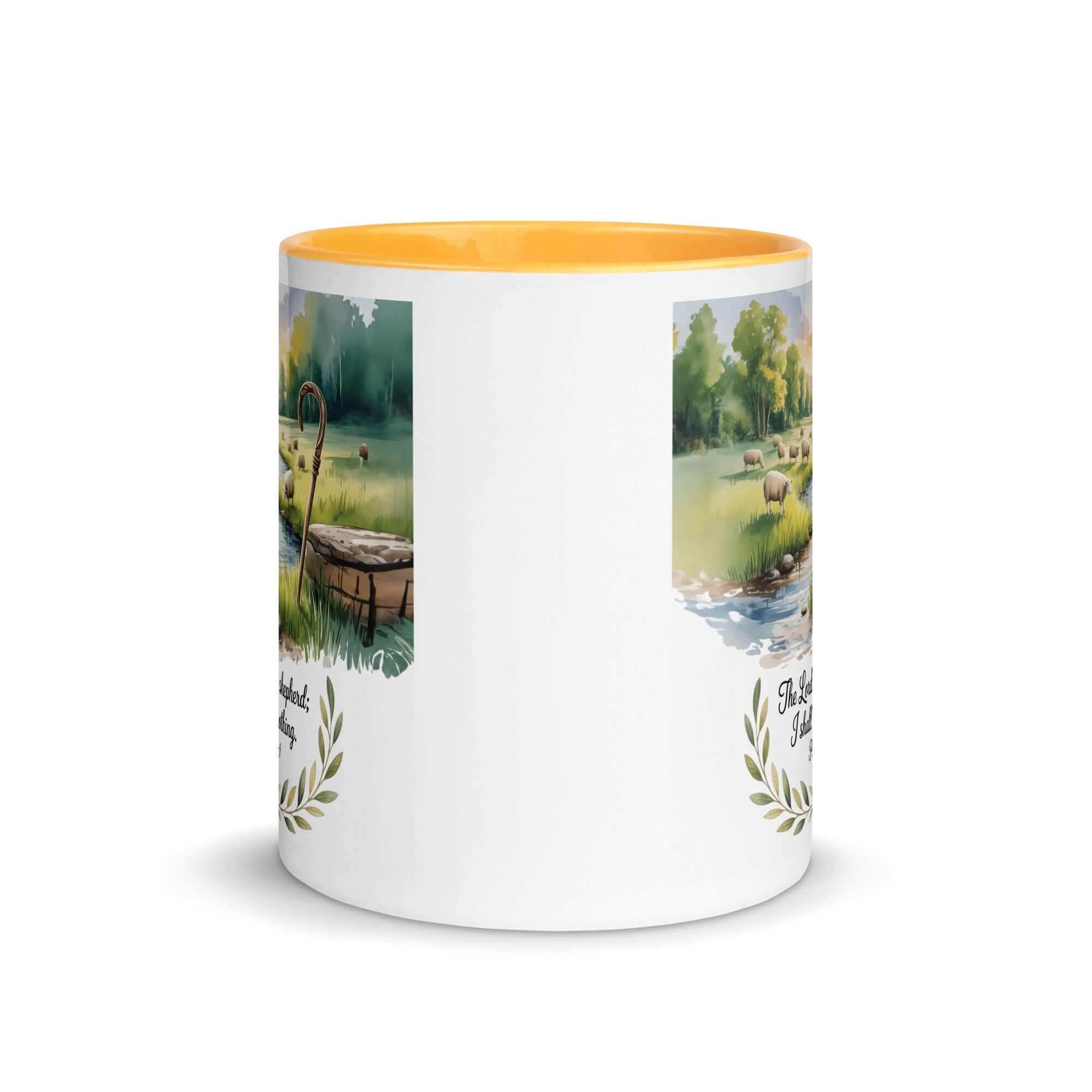 Psalm 23:1 Bible Verse, is my White Ceramic Mug with Color Inside