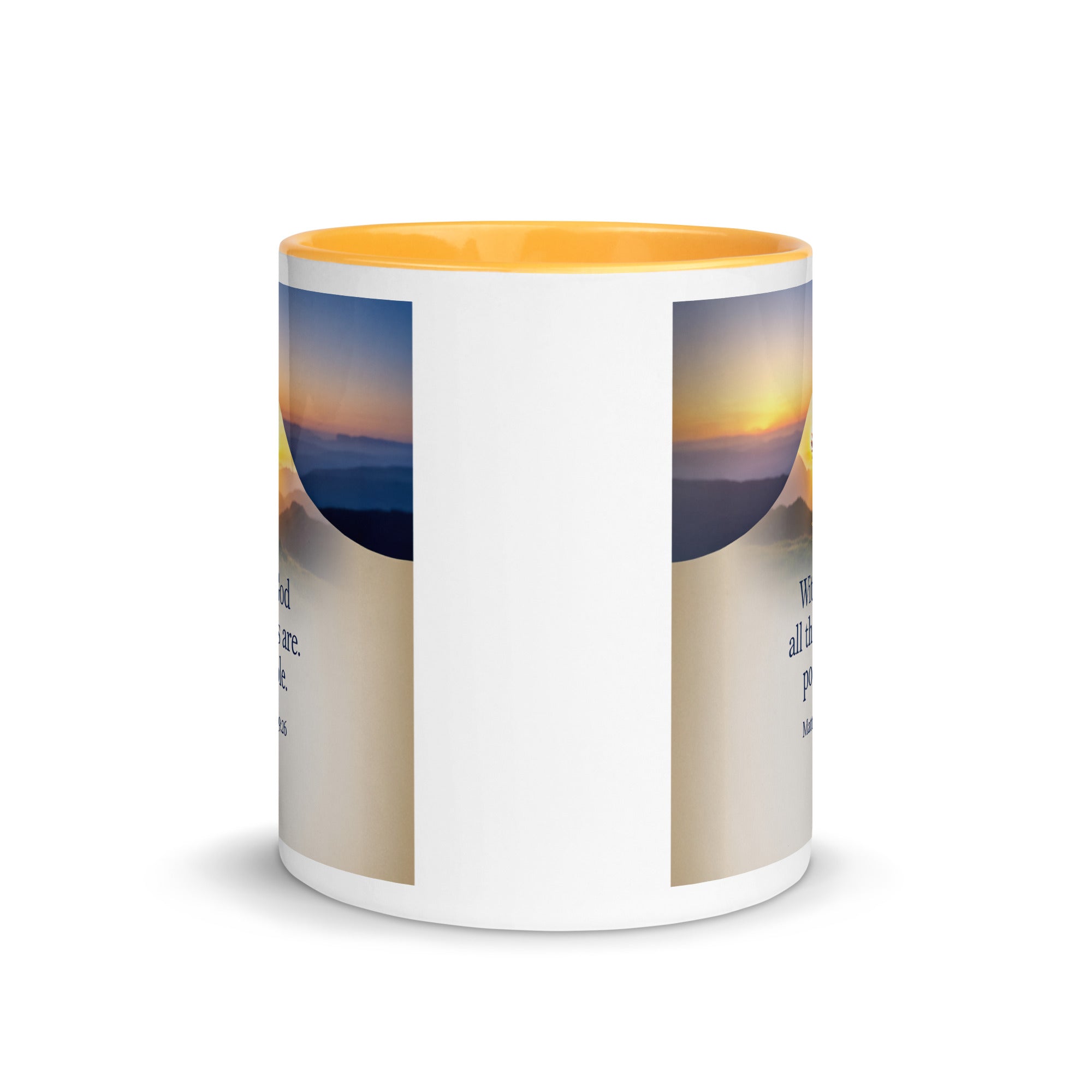 Matthew 19:26 Bible Verse at them White Ceramic Mug with Color Inside