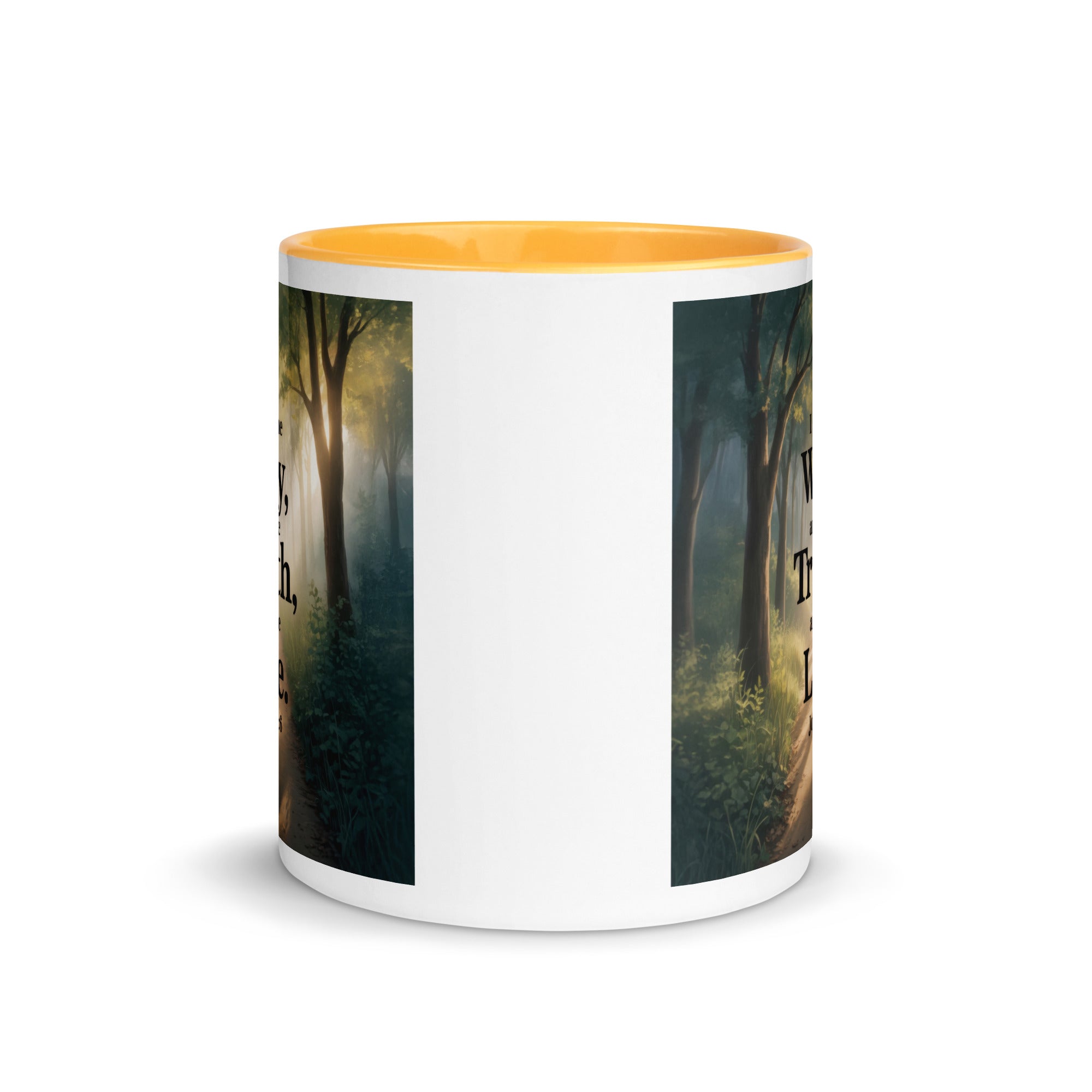 John 14:6 Bible Verse The Life White Ceramic Mug with Color Inside