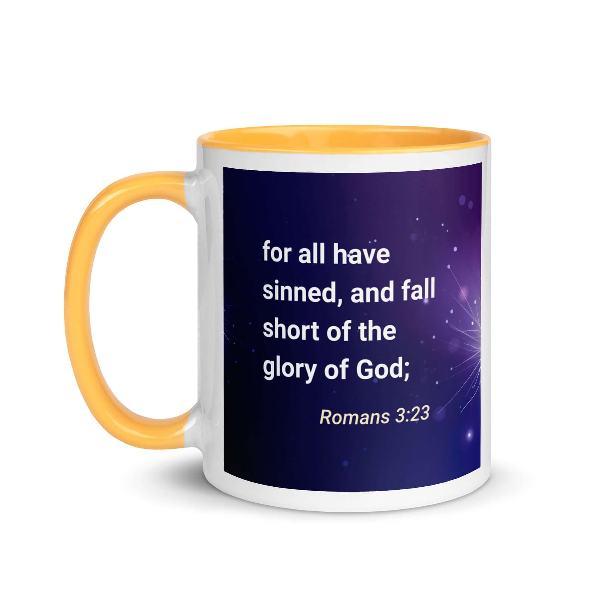 Romans 3:23 Bible Verse, all have sinned White Ceramic Mug with Color Inside