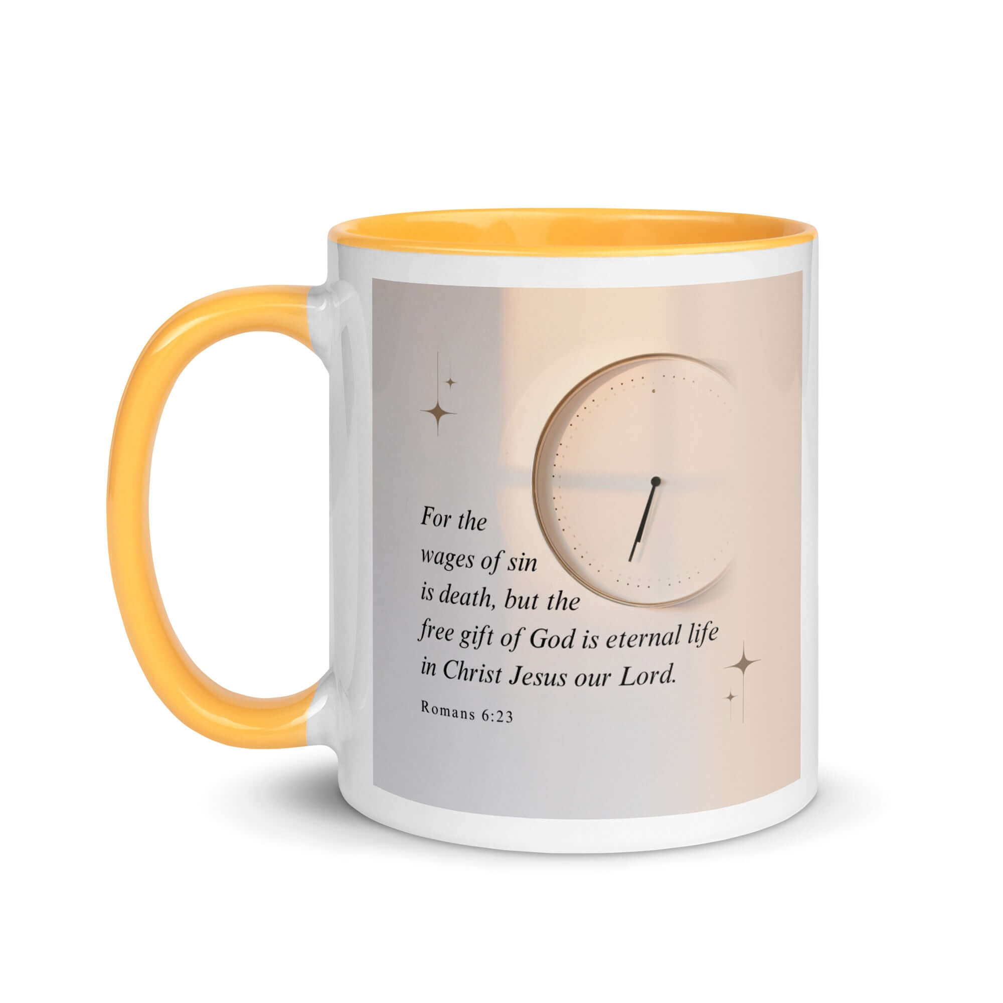 Romans 6:23 Bible Verse, our Lord White Ceramic Mug with Color Inside