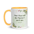 John 14:27 Bible Verse, My peace White Ceramic Mug with Color Inside