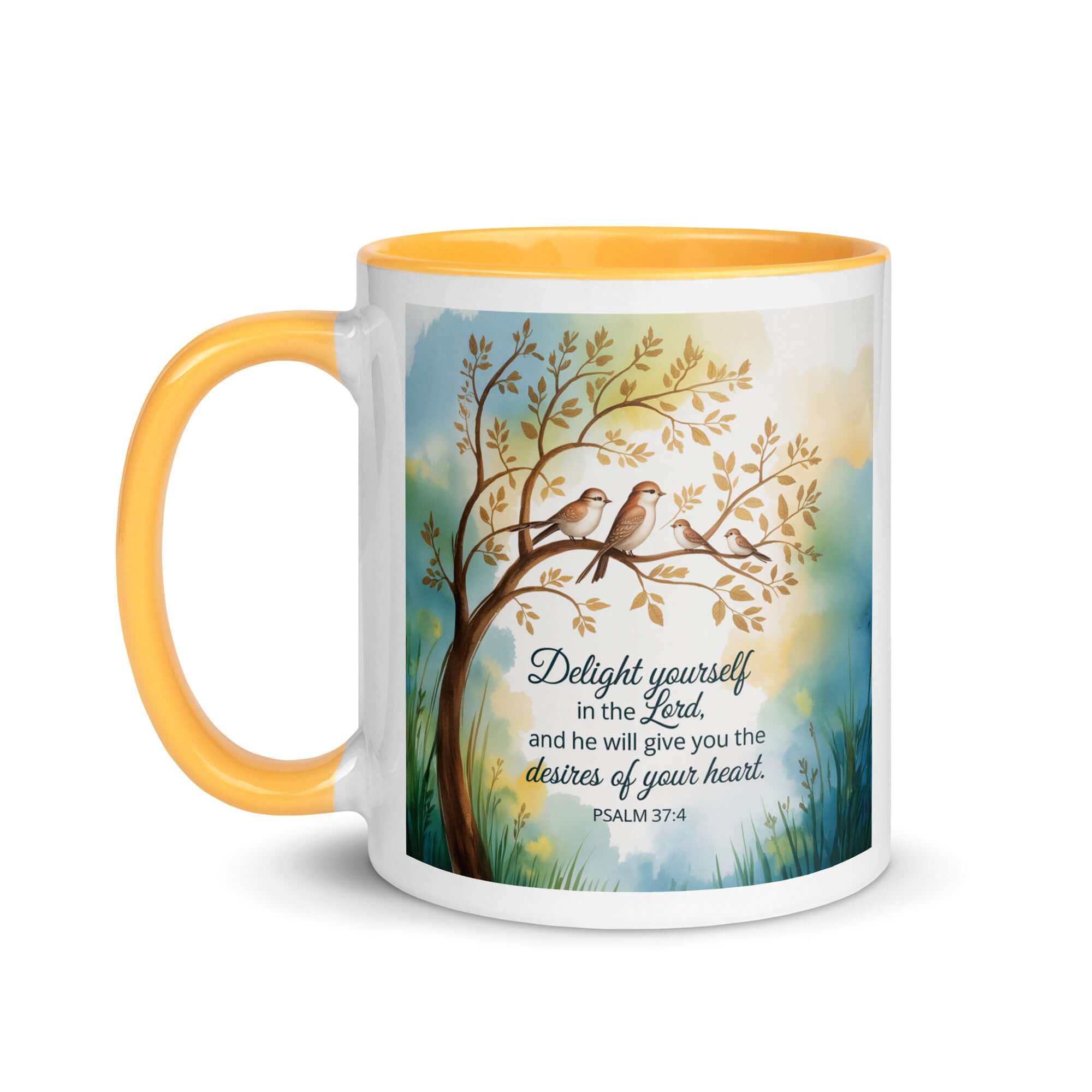 Psalm 37:4 Bible Verse, Yourself White Ceramic Mug with Color Inside