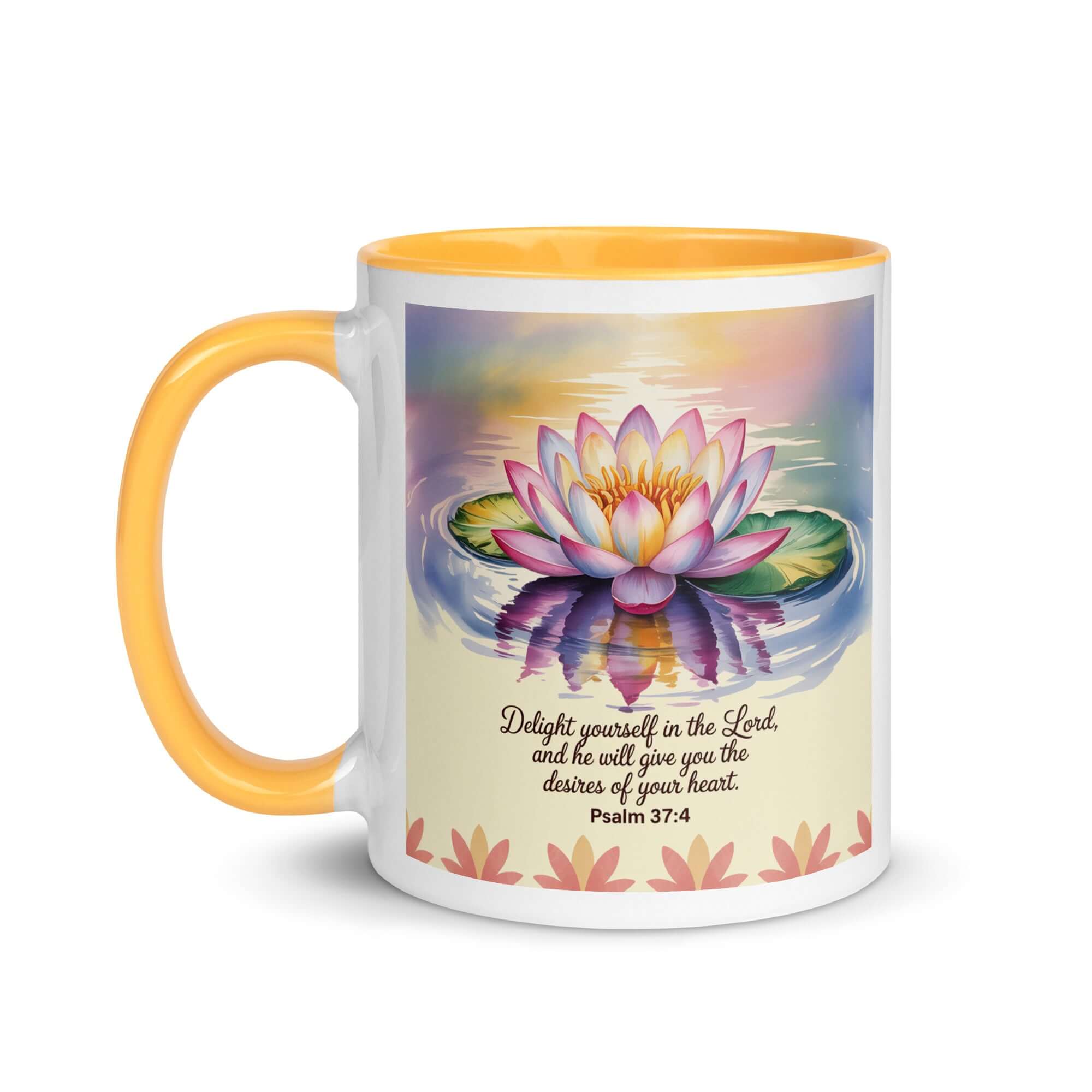 Psalm 37:4 Bible Verse, the Lord White Ceramic Mug with Color Inside