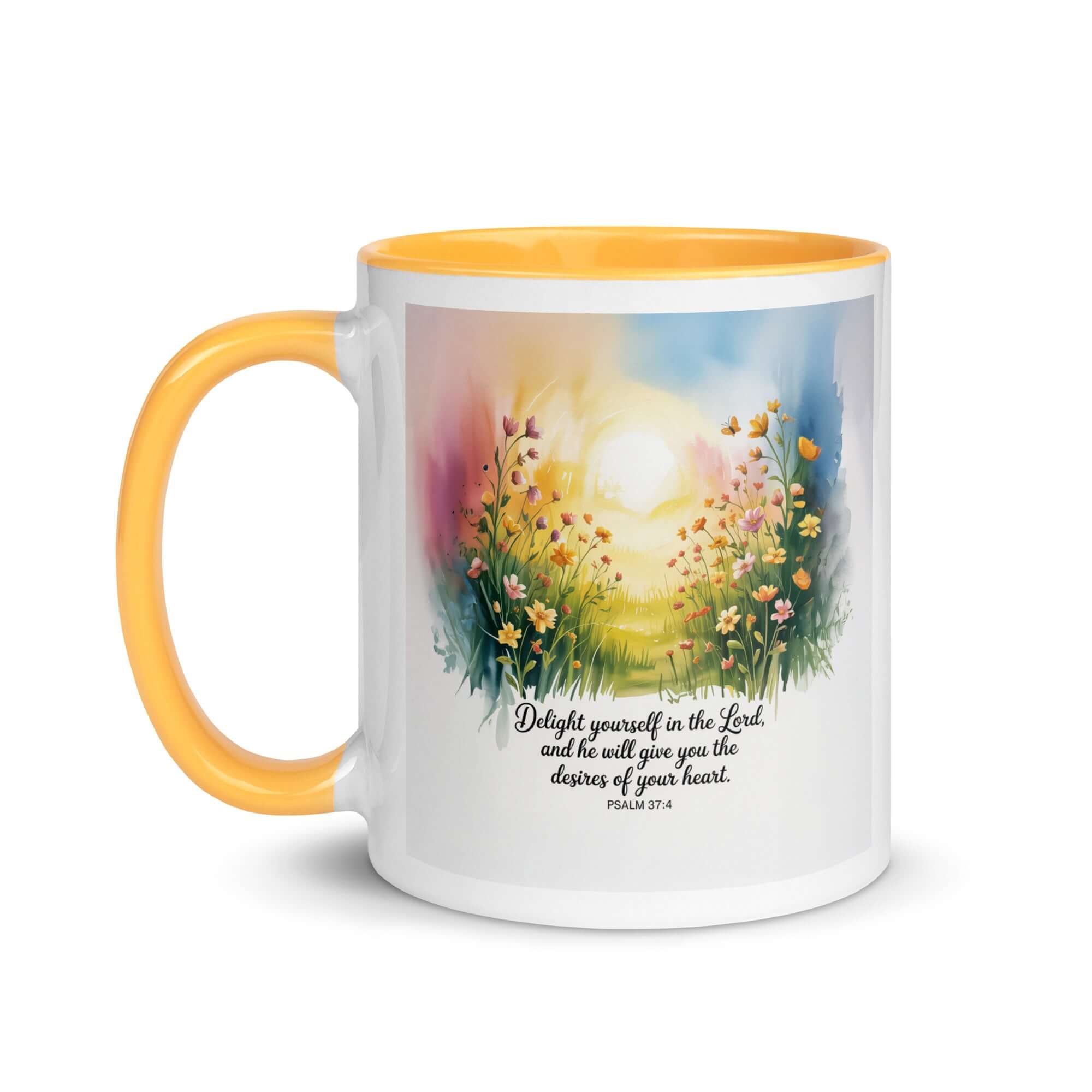 Psalm 37:4 Bible Verse, will give White Ceramic Mug with Color Inside