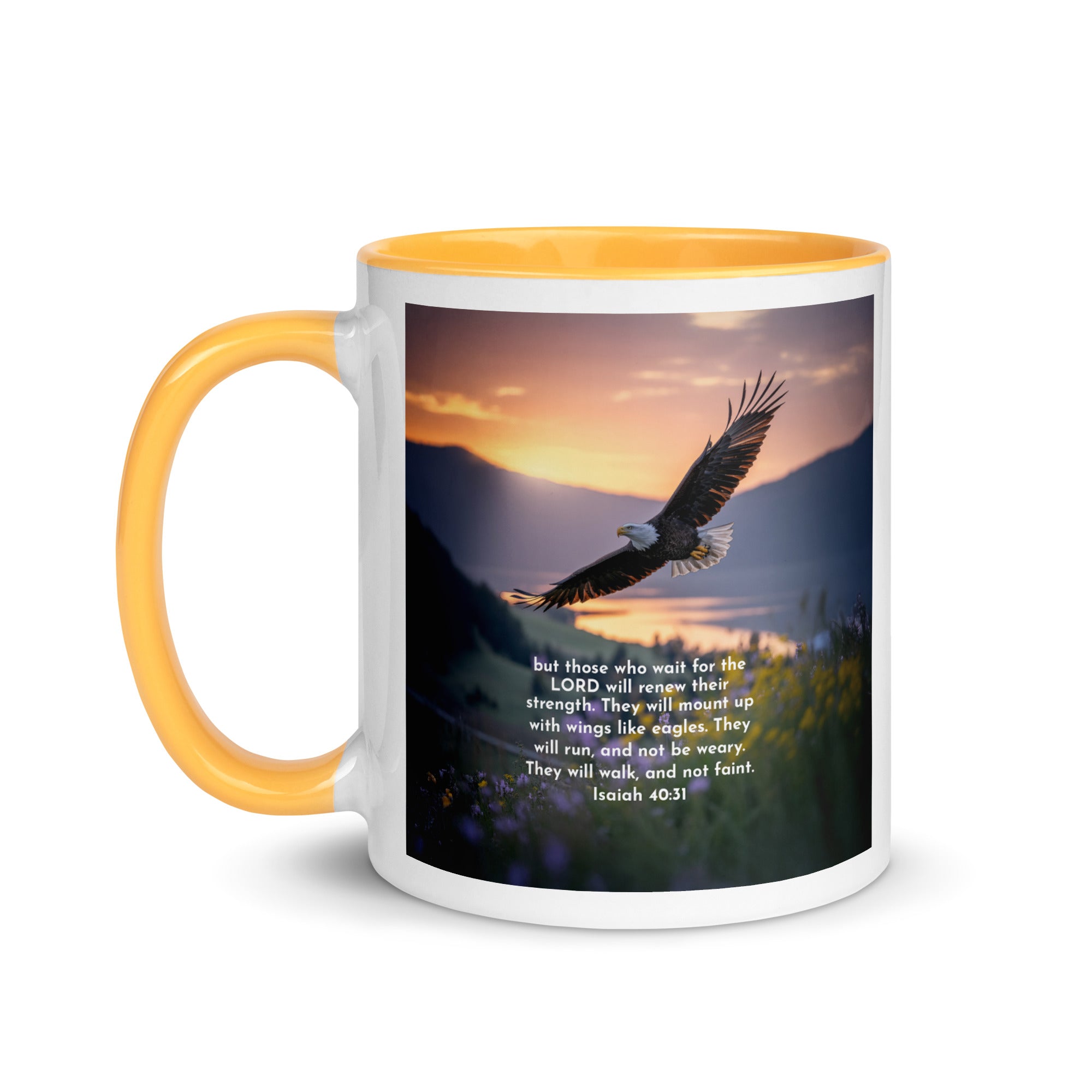 Isaiah 40:31 Bible Verse Renew Strength White Ceramic Mug with Color Inside