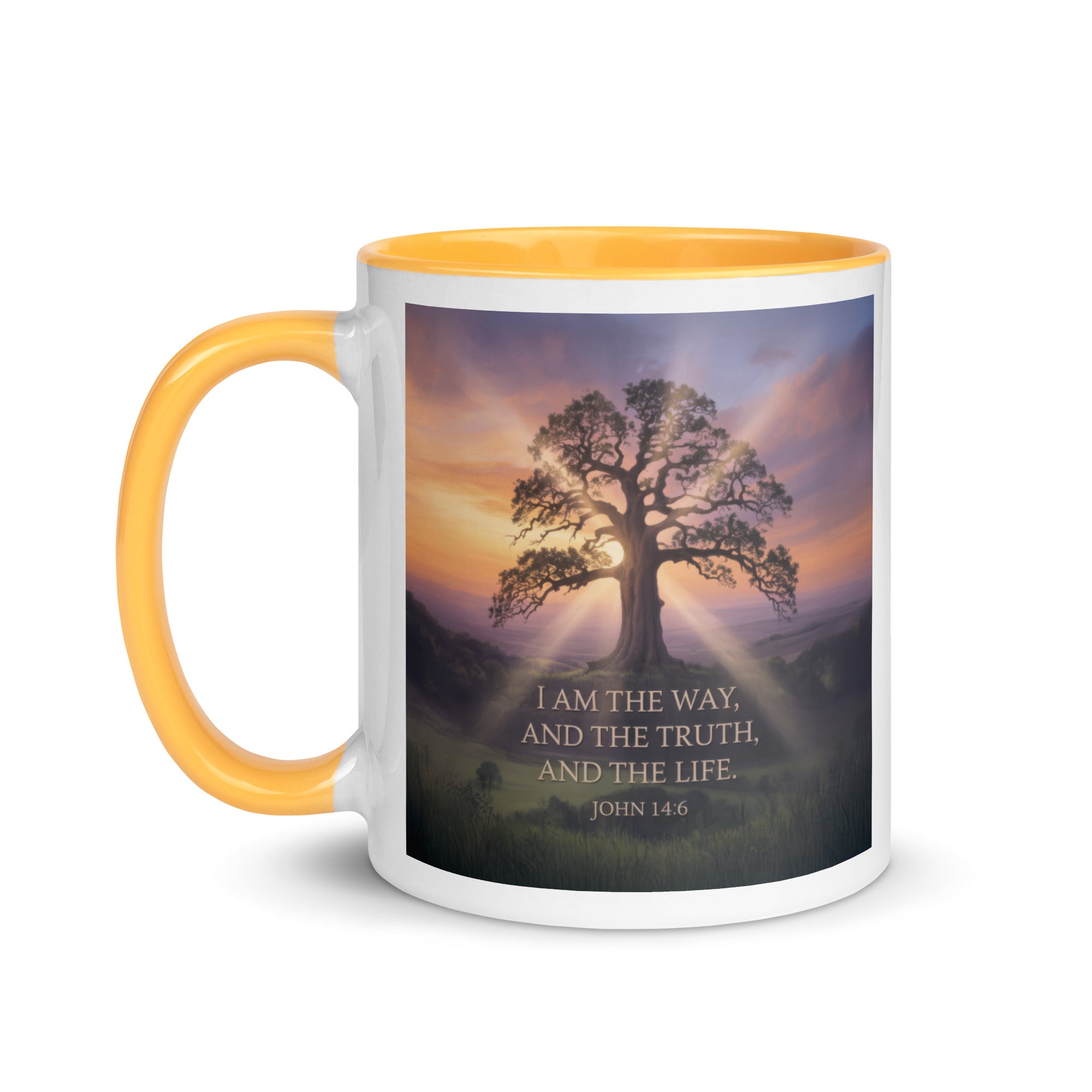 John 14:6 Bible Verse Jesus said White Ceramic Mug with Color Inside