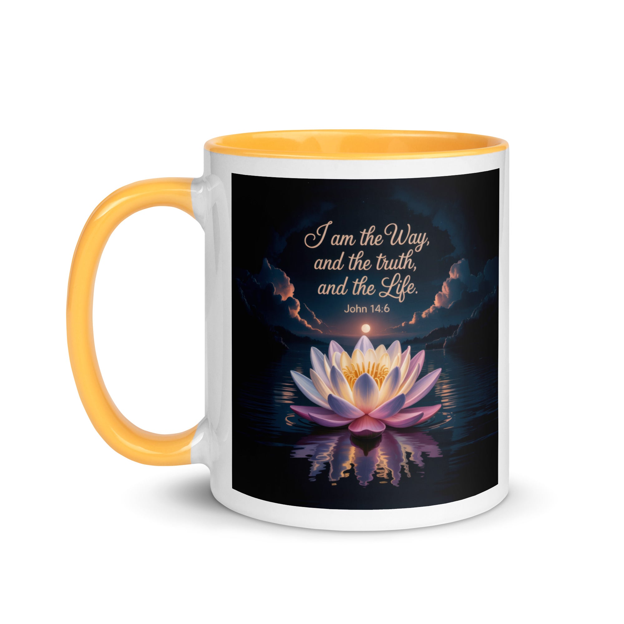 John 14:6 Bible Verse The Way White Ceramic Mug with Color Inside