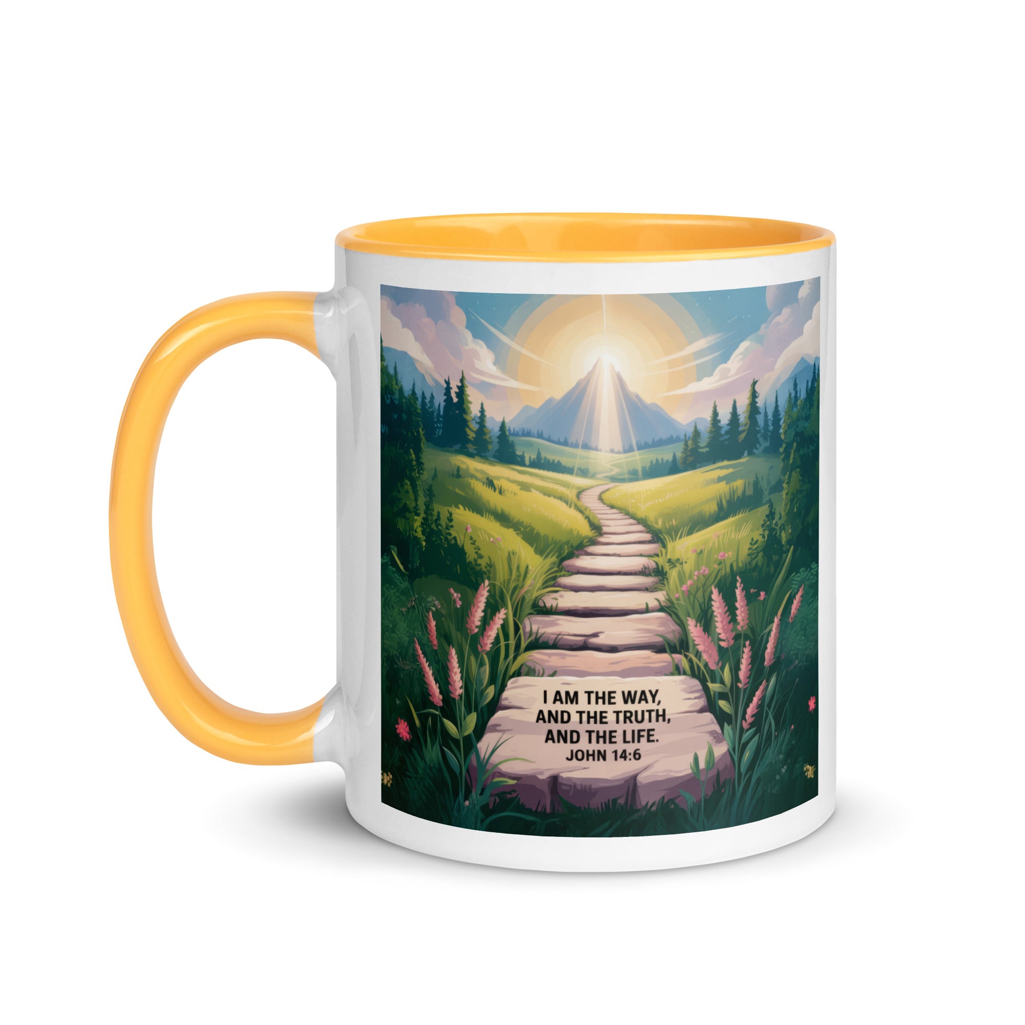 John 14:6 Bible Verse The Truth White Ceramic Mug with Color Inside