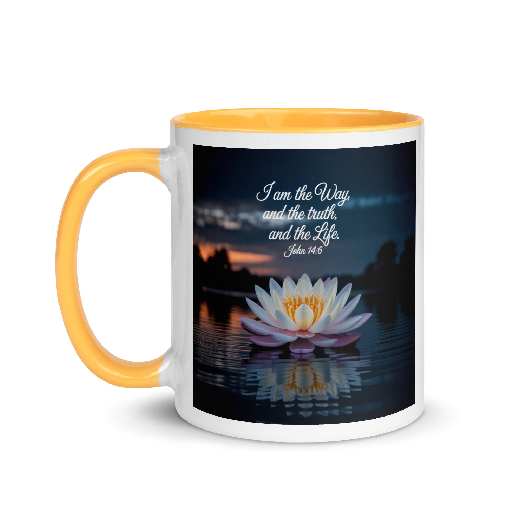 John 14:6 Bible Verse The Father White Ceramic Mug with Color Inside