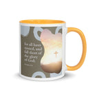 Romans 3:23 Bible Verse, the glory White Ceramic Mug with Color Inside Golden Yellow 11 oz